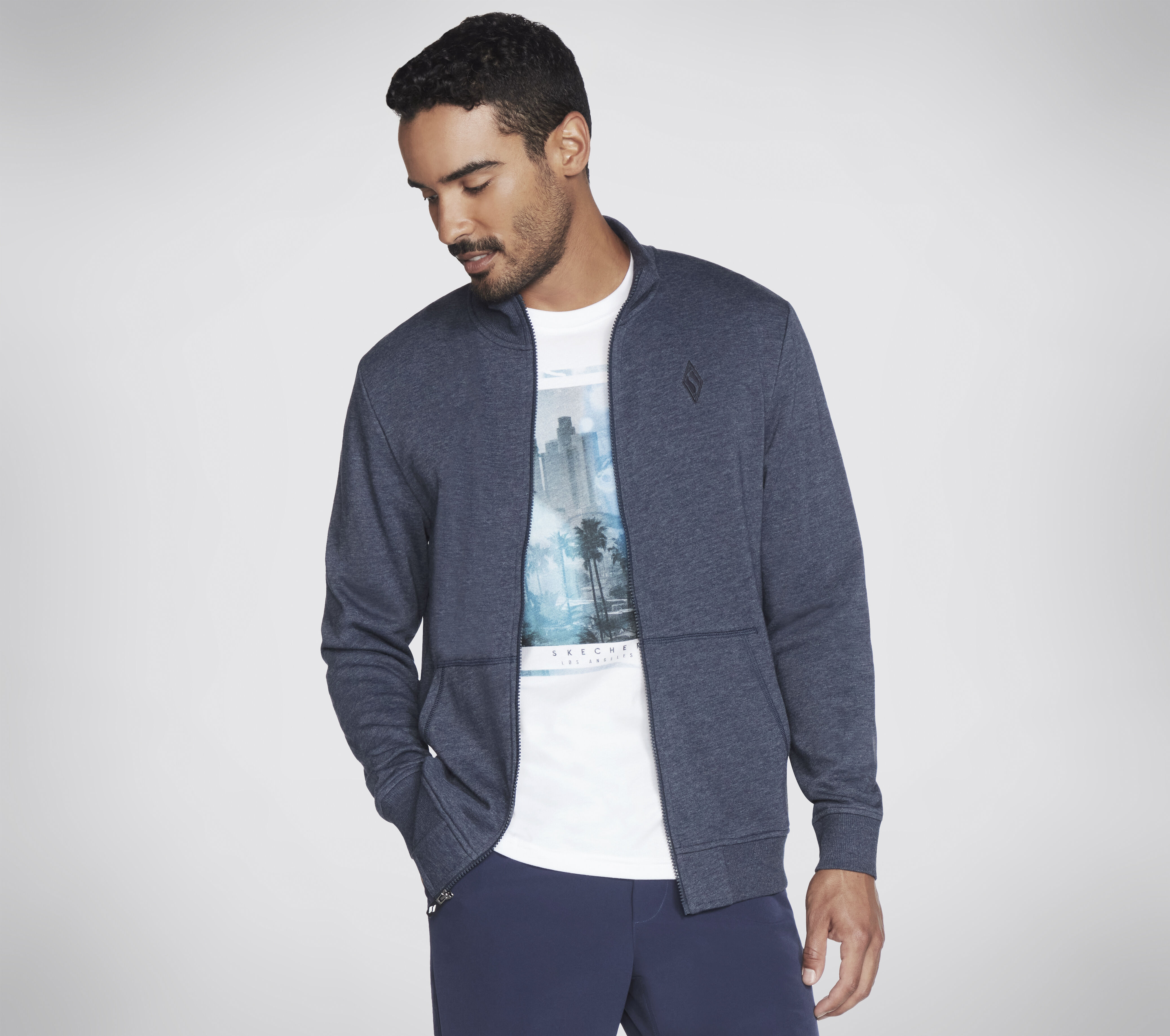 Hoodless full top zipper sweatshirt