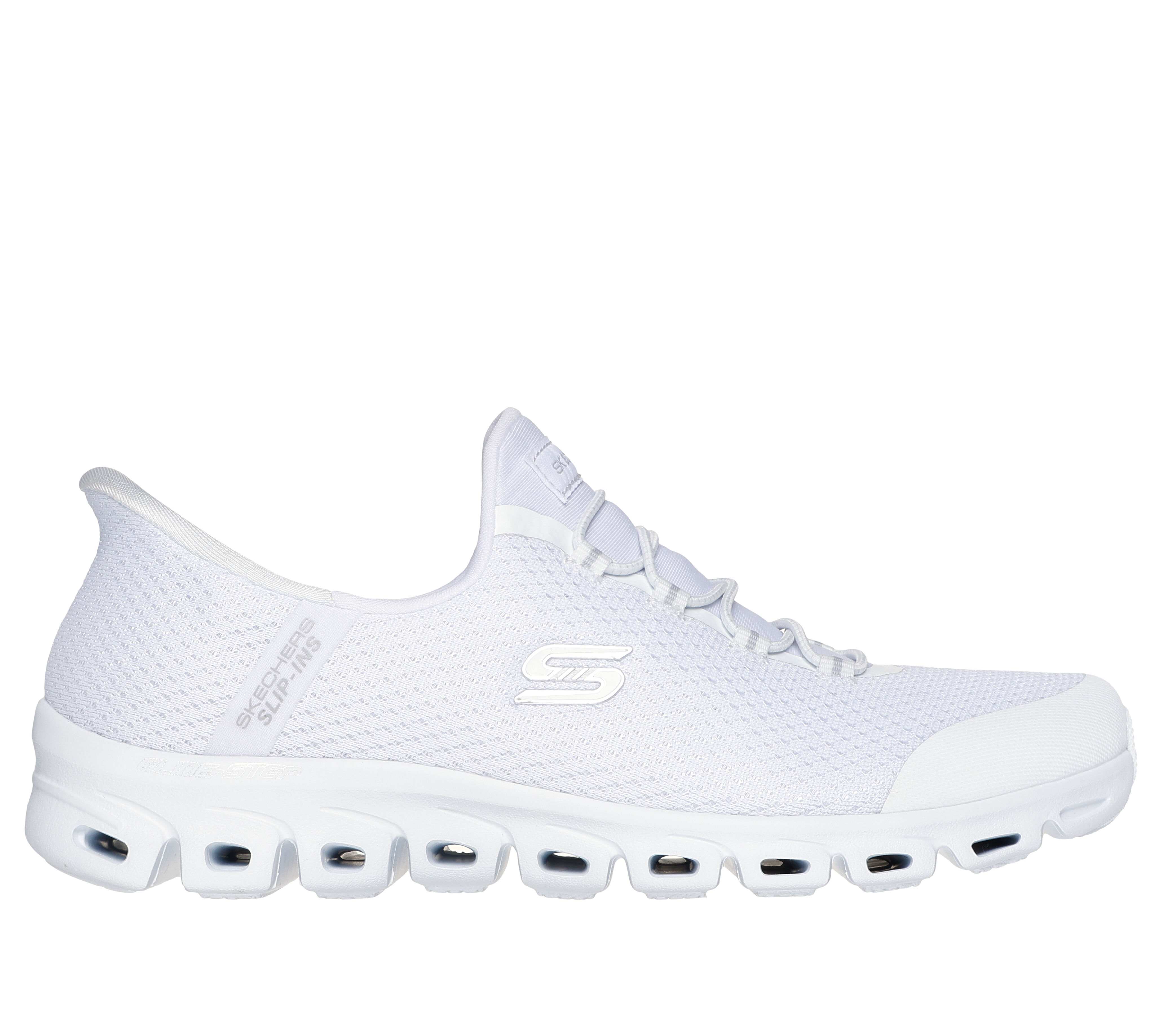 Skechers white slip on tennis shoes hot sale