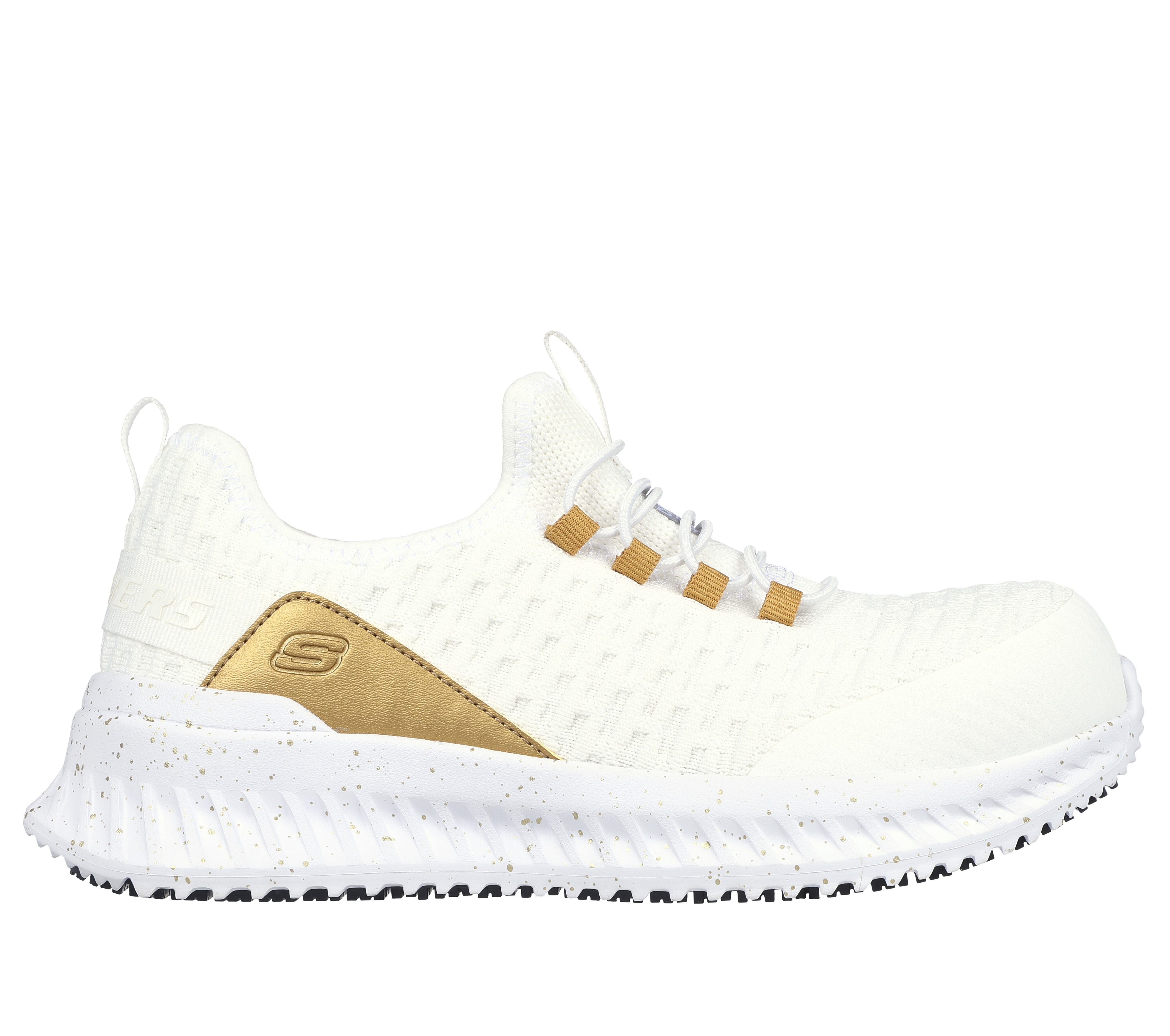 White and gold skechers sales