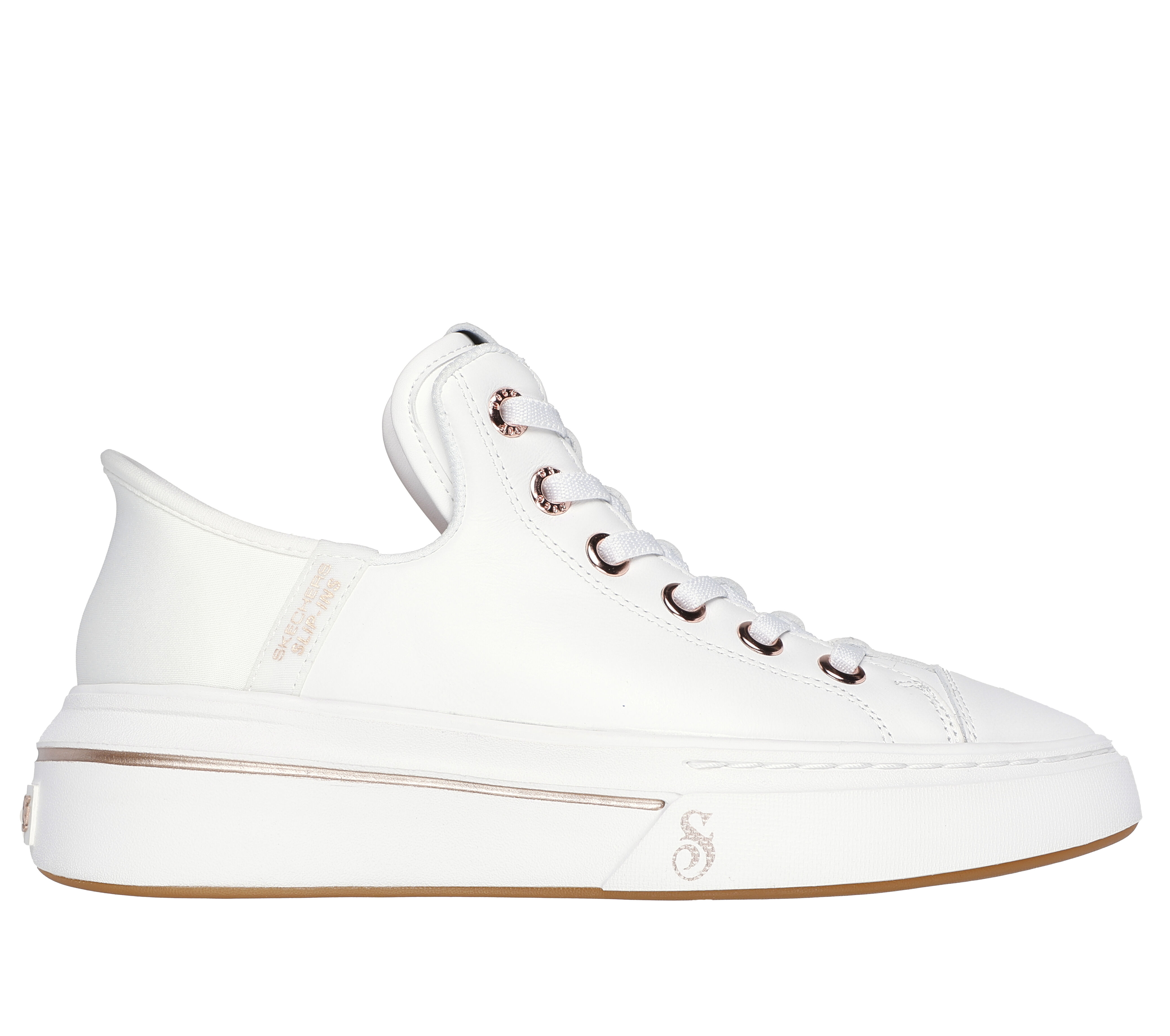 Skechers white leather womens shoes on sale