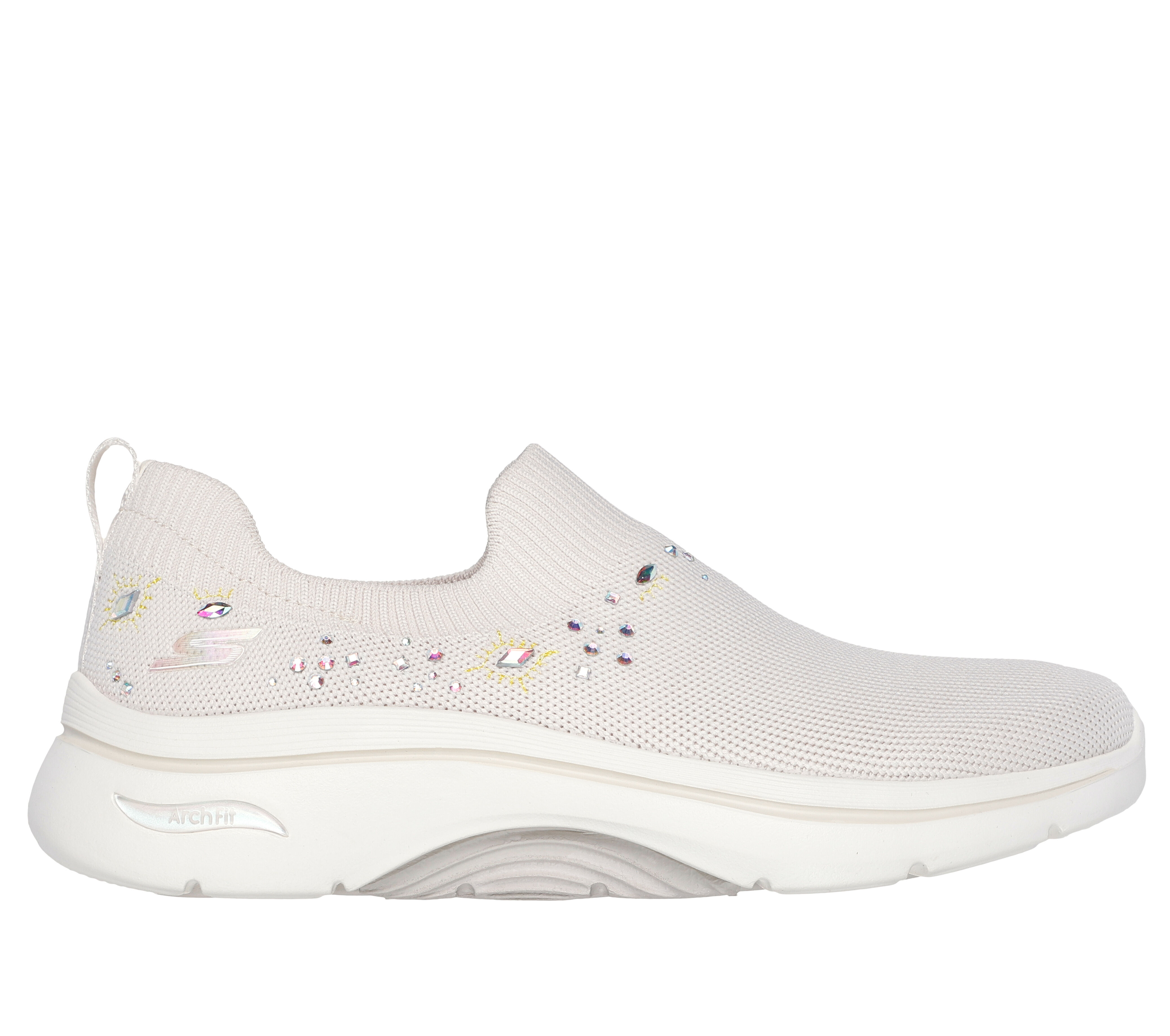 Skechers Women s Go Walk Arch Fit 2.0 Ayla Slip On Shoes Size 10.0 Natural Textile Synthetic Vegan