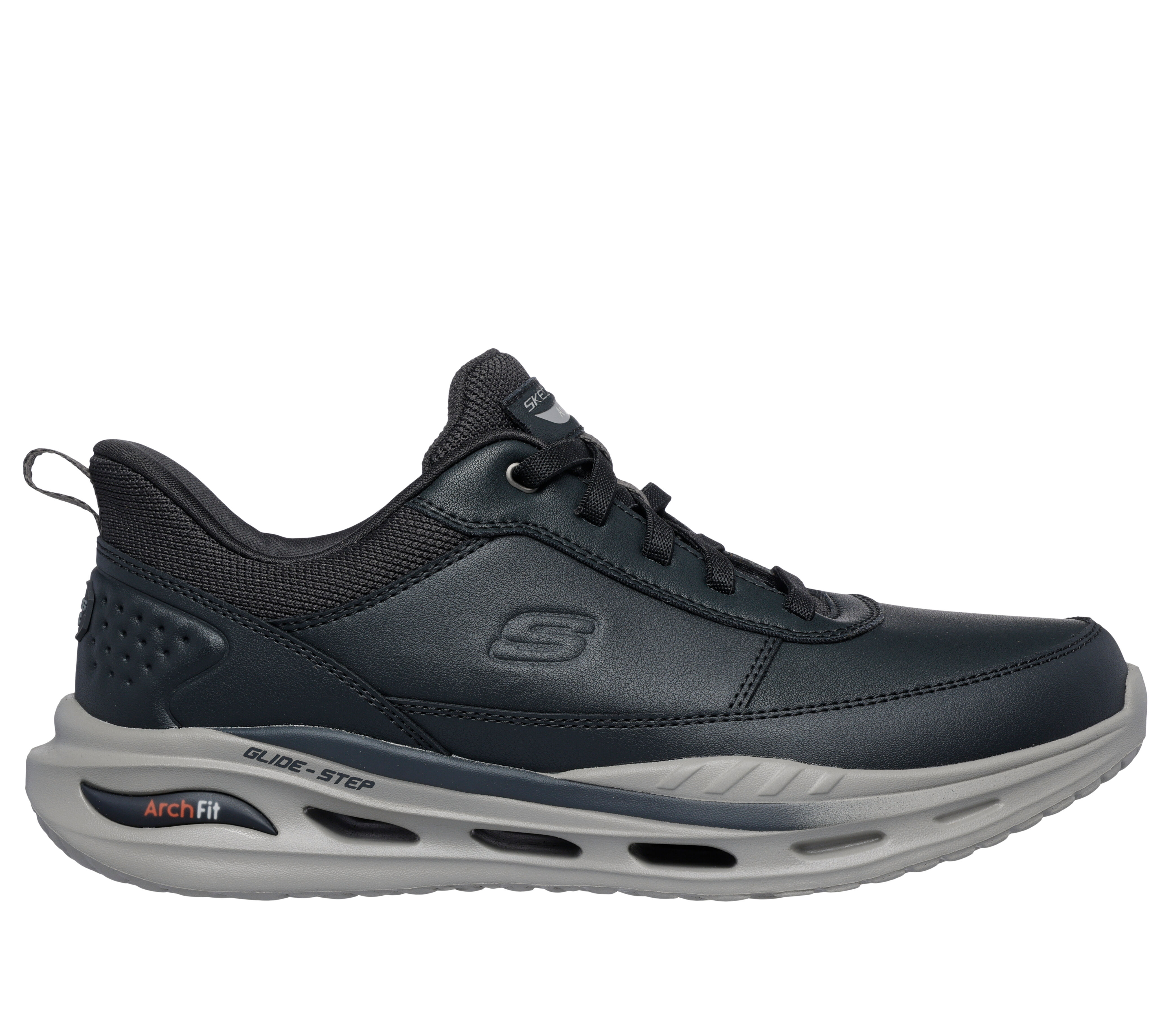 Skechers black uniform shoes 2025