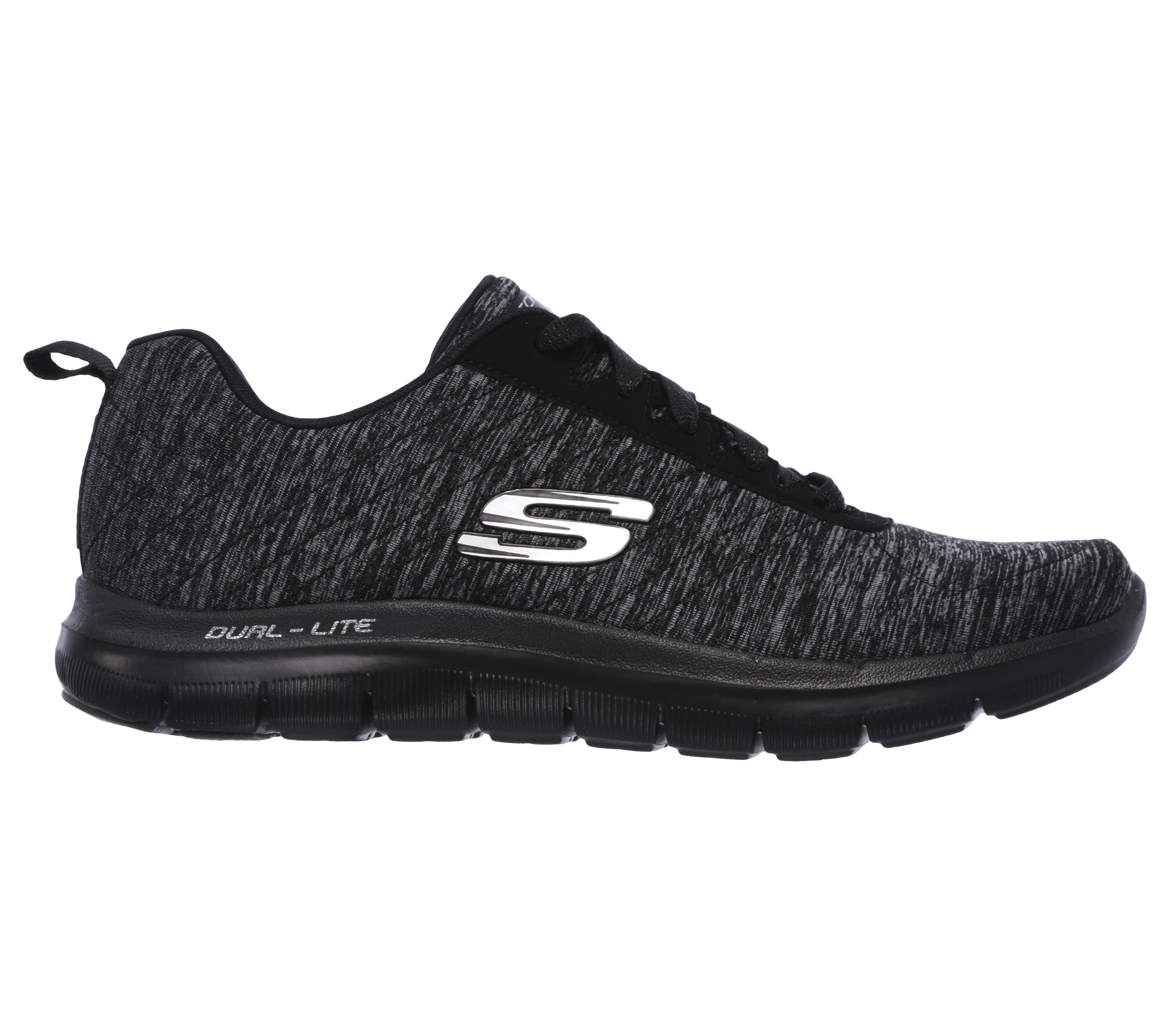 skechers womens black lace up trainers