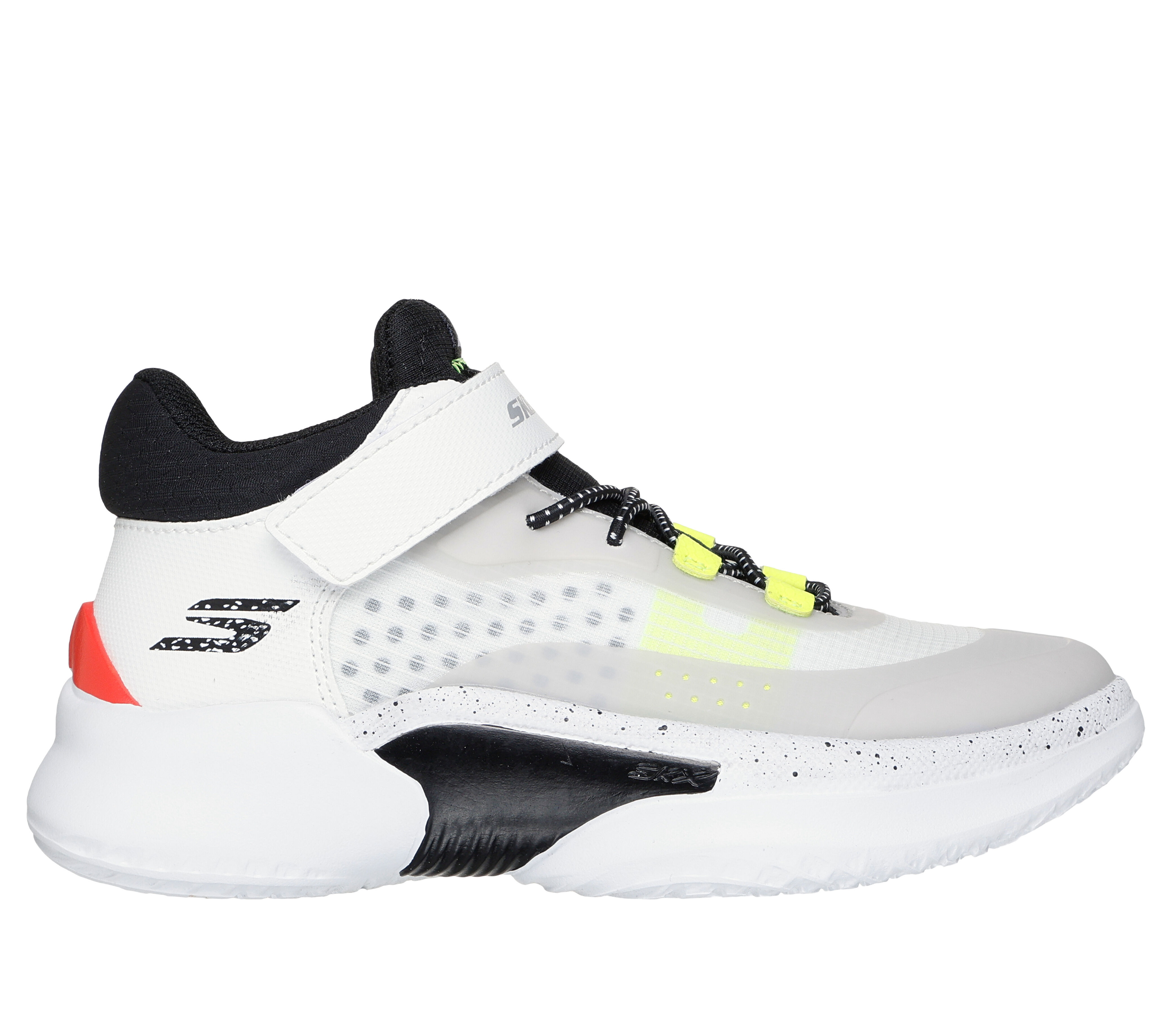 Skechers Boy s SKX Court Hype Hooper Hero Basketball Shoes Size 3.0 White Black Red Synthetic Textile Machine Washable