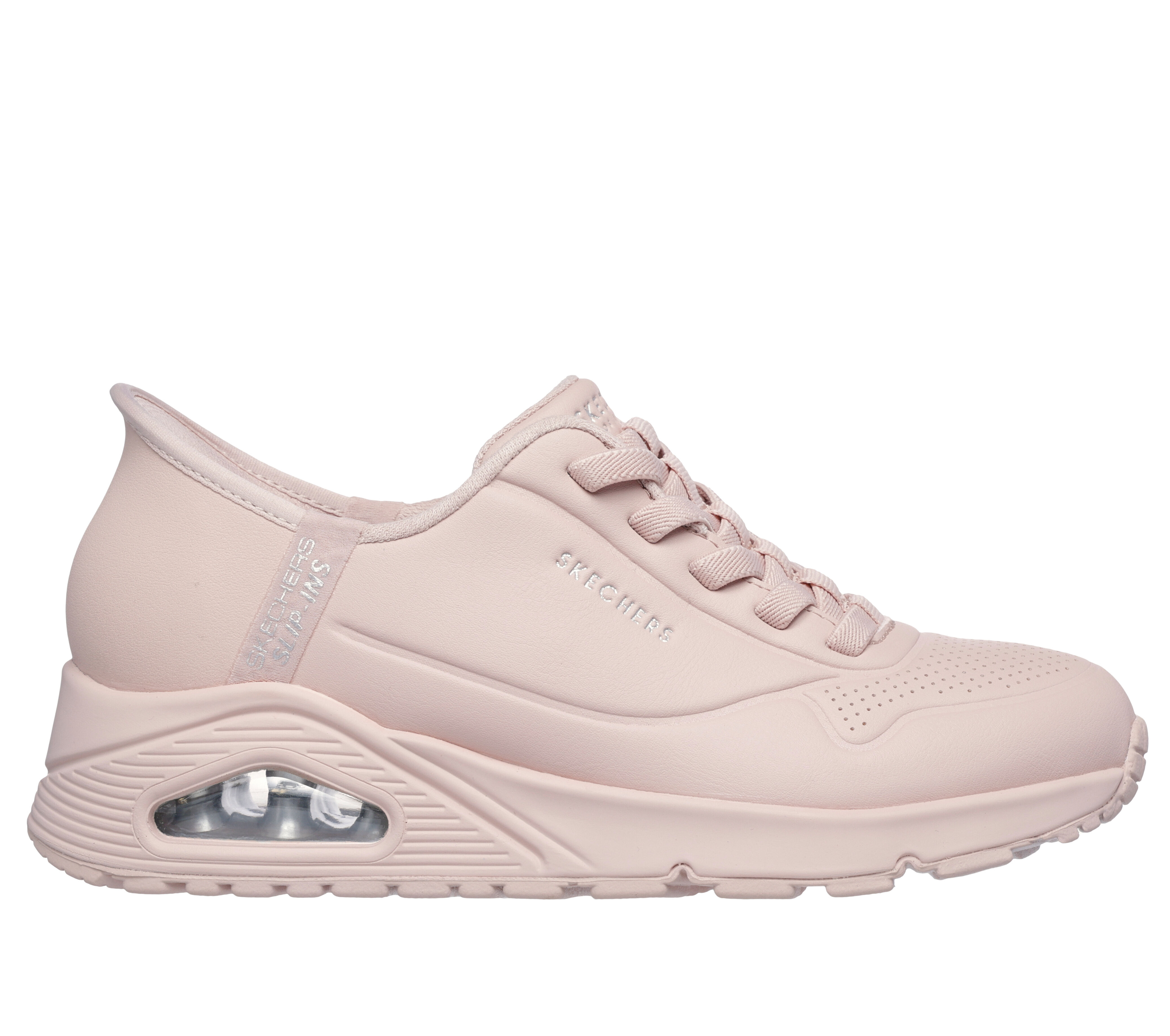 Skechers Women s Slip ins Uno Easy Air Sneaker Size 5.5 Blush Pink Textile Synthetic