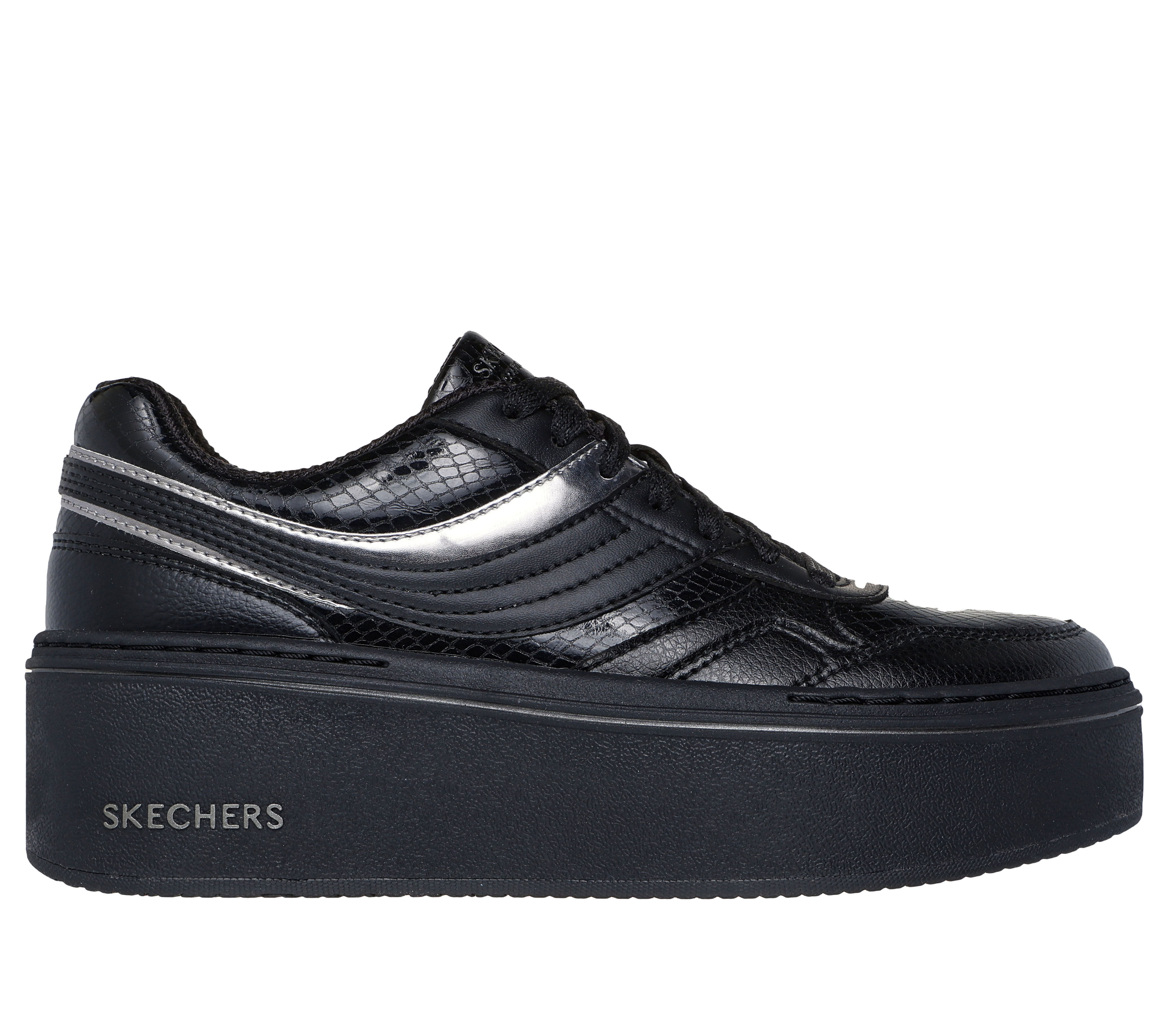 Skechers Women s Paloma Lifted Glow Sneaker Size 7.5 Black Synthetic Machine Washable