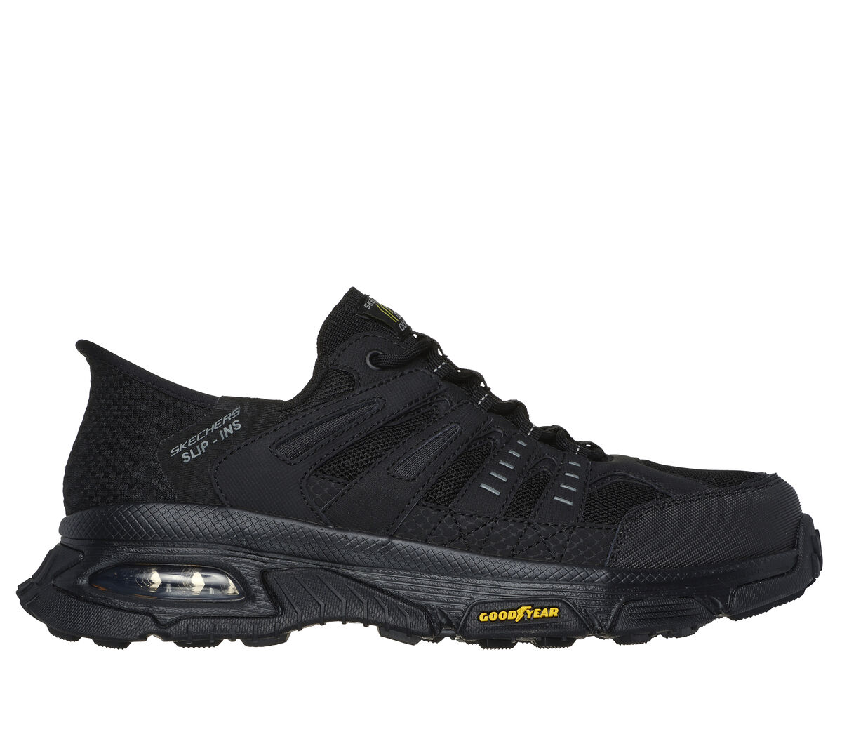 mens skechers black work shoes