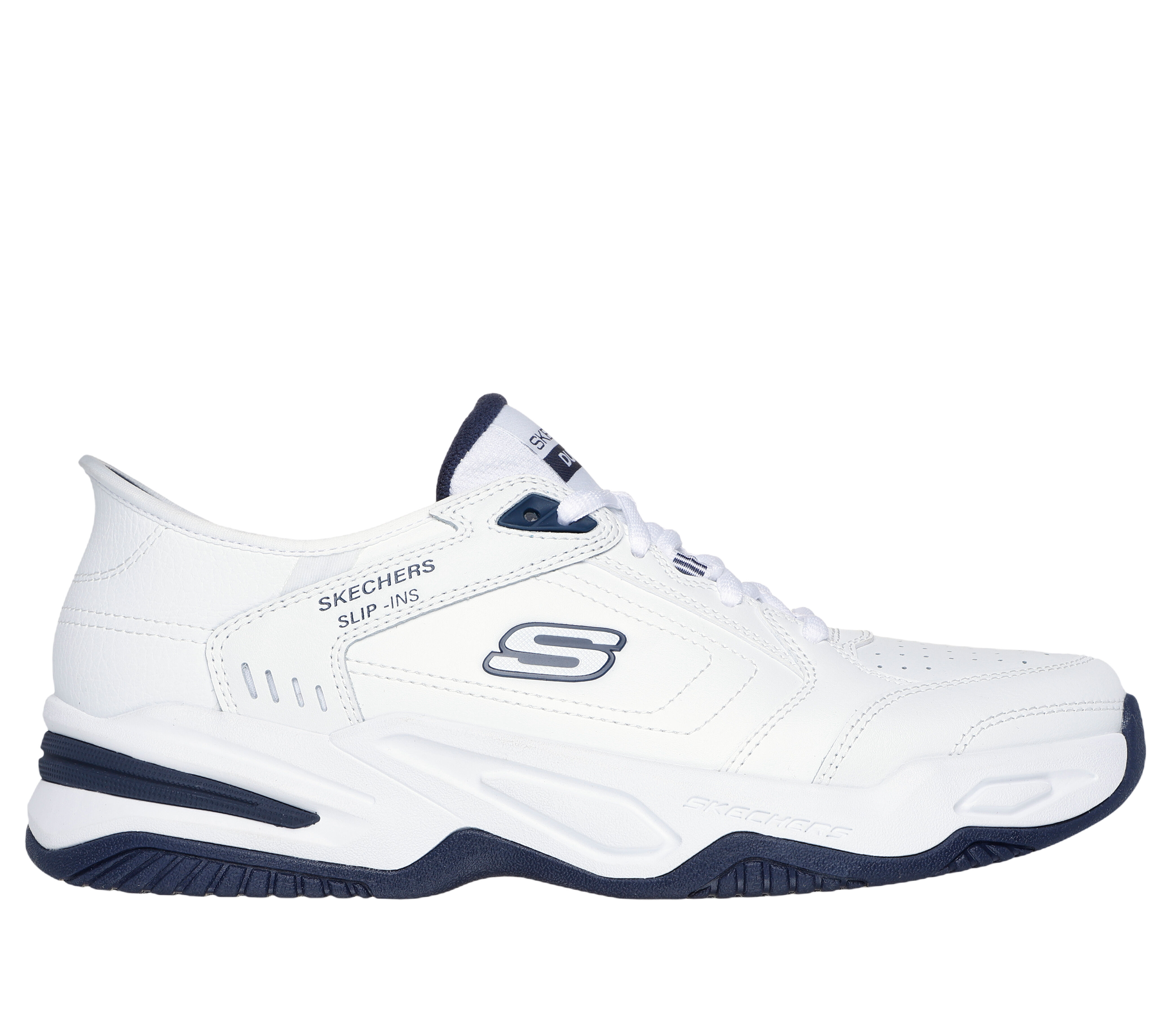 Mens white leather skechers store