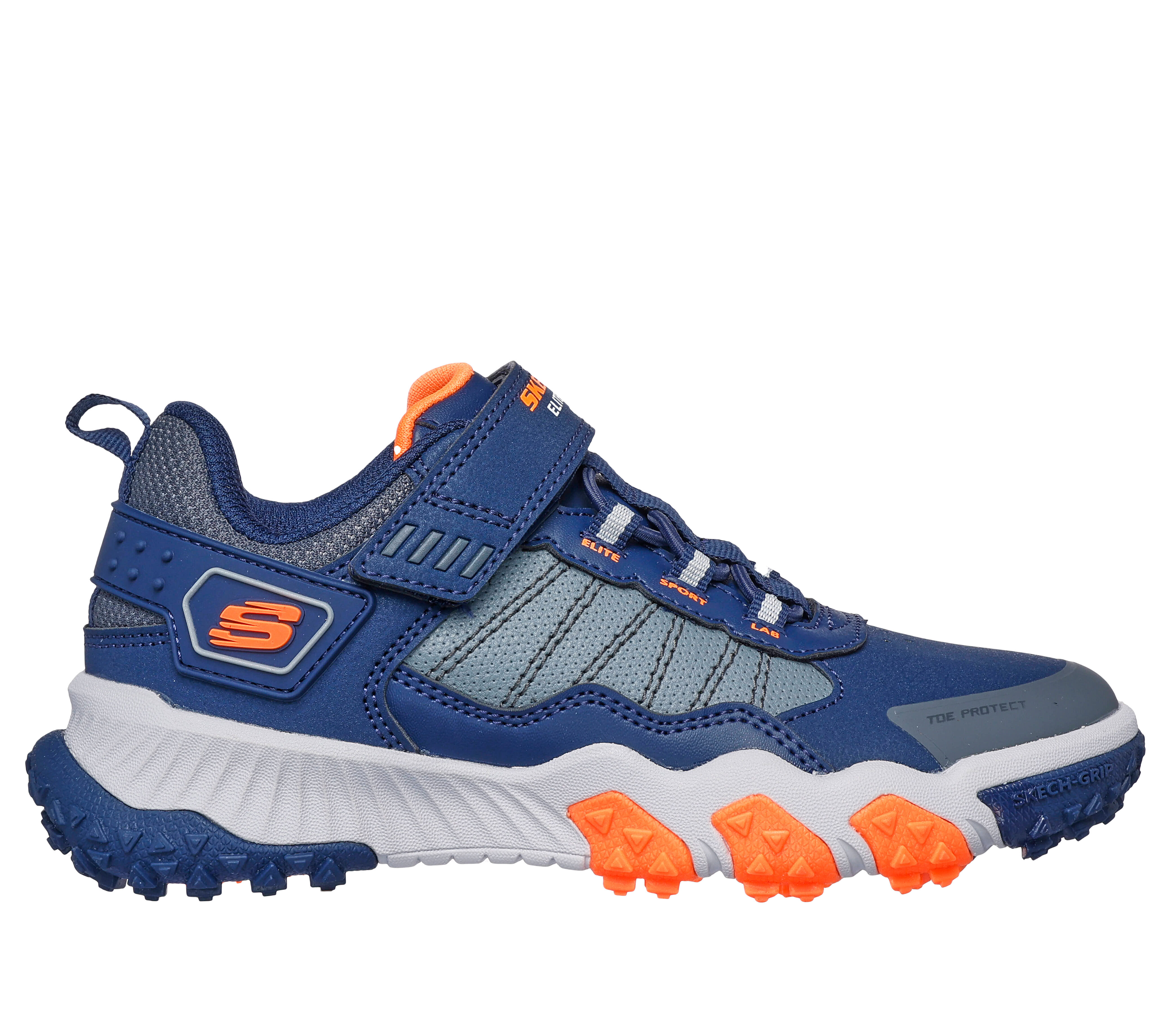 Skechers Boy s Elite Sport Field Yardage Rush Sneaker Size 12.0 Navy Charcoal Synthetic Textile Machine Washable