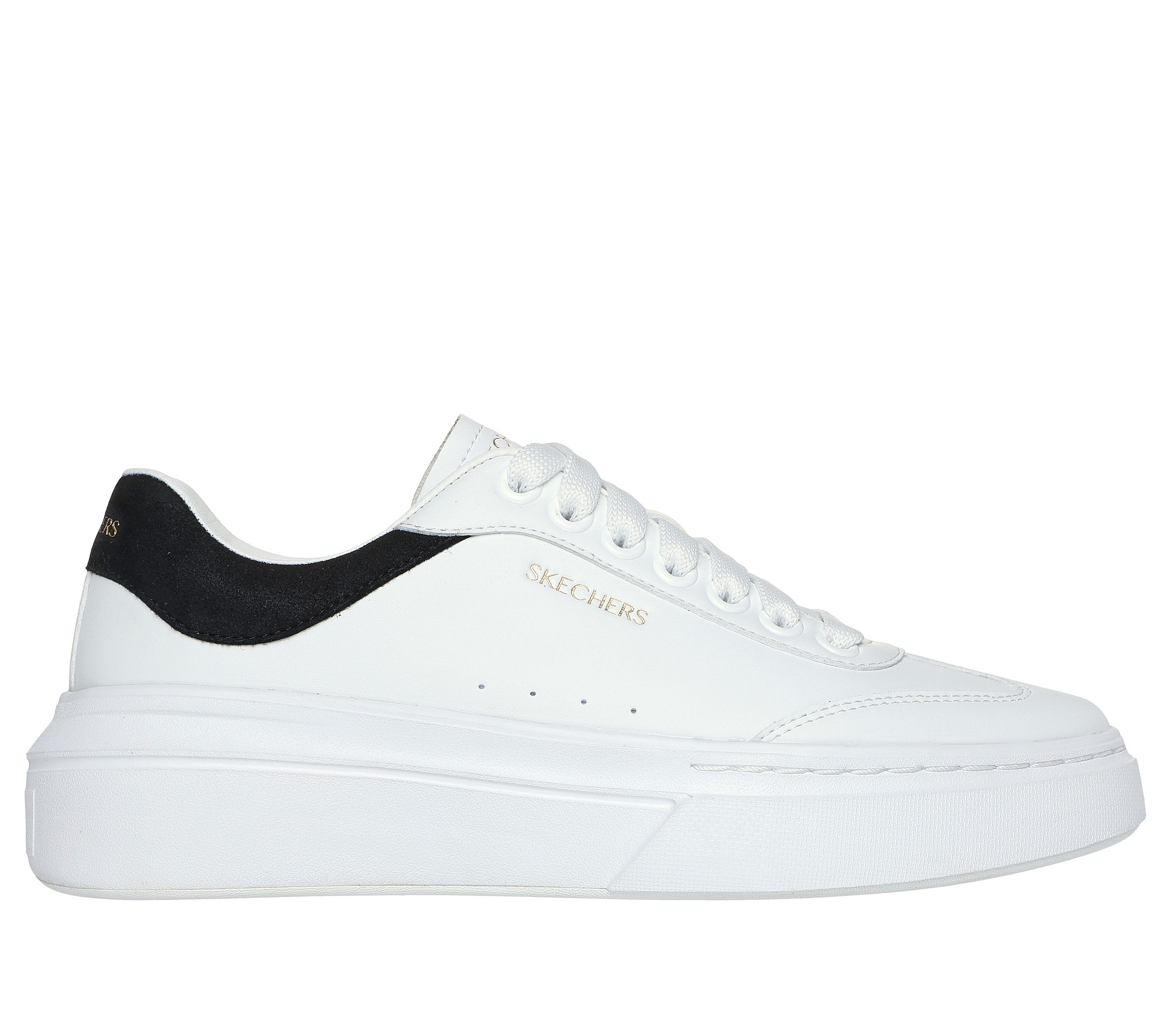 White and top black skechers