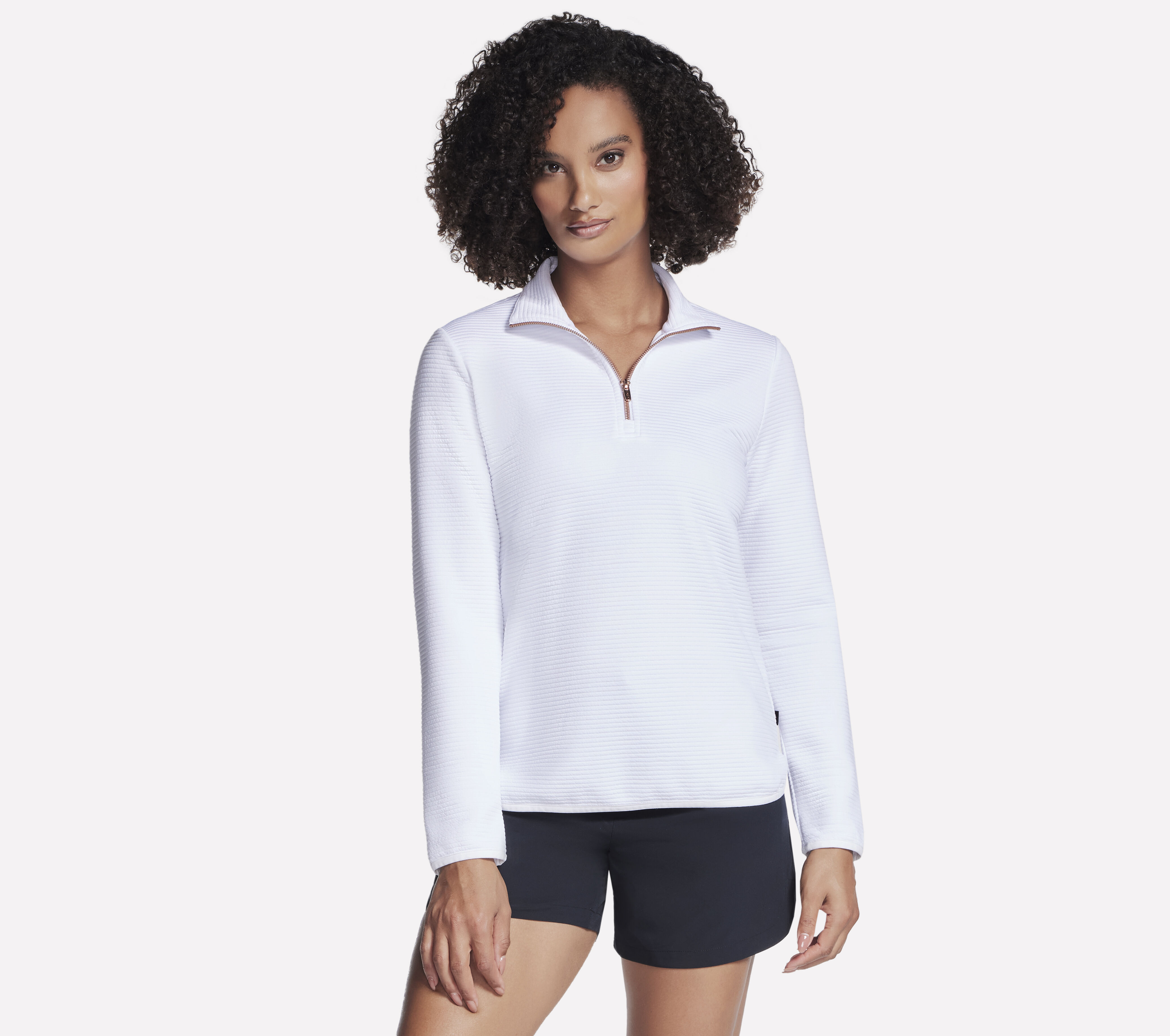 Skechers Sketchers Women s Ottoman Rib Quarter Zip Top White Size 2XL