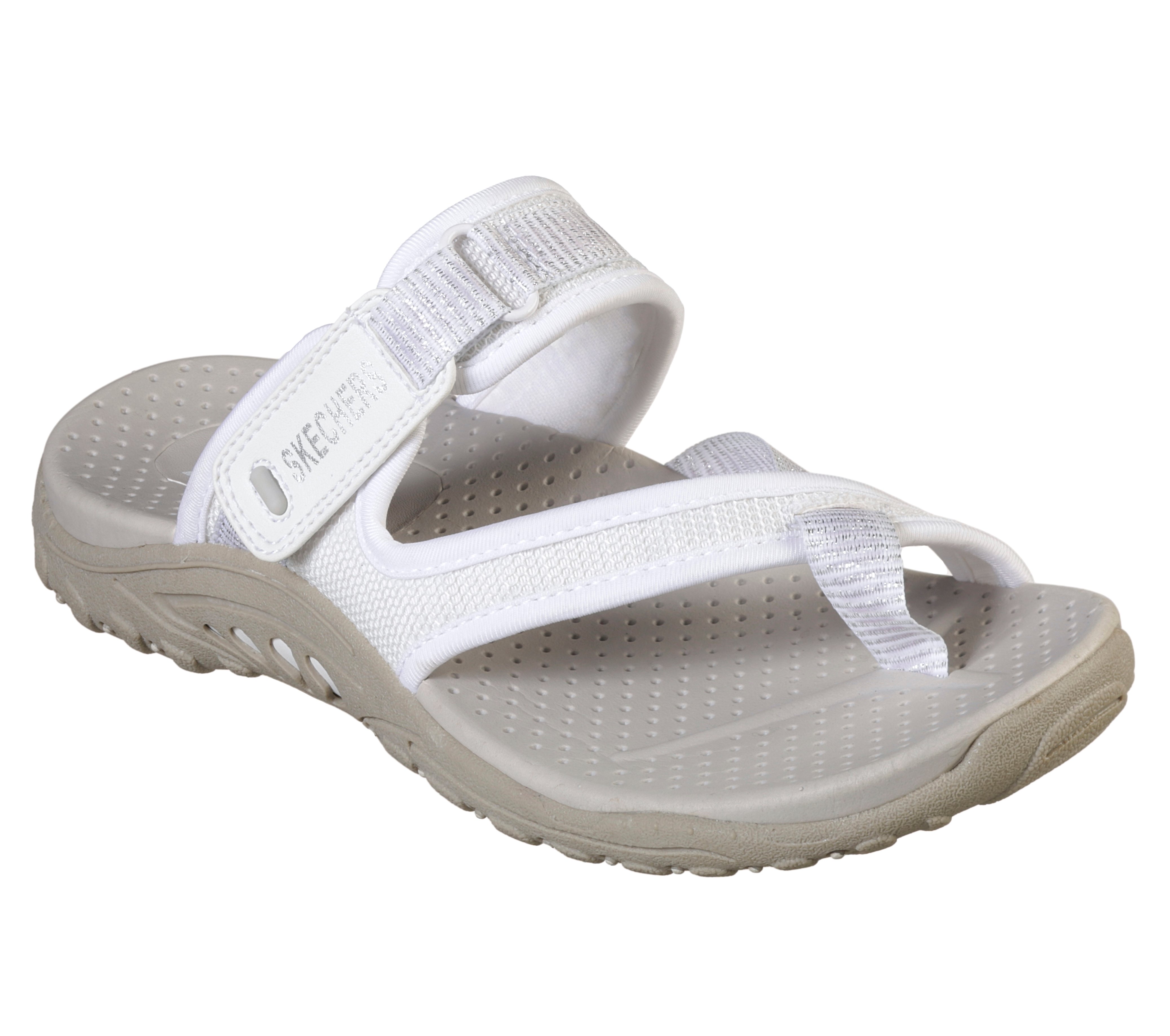 skechers white flip flops