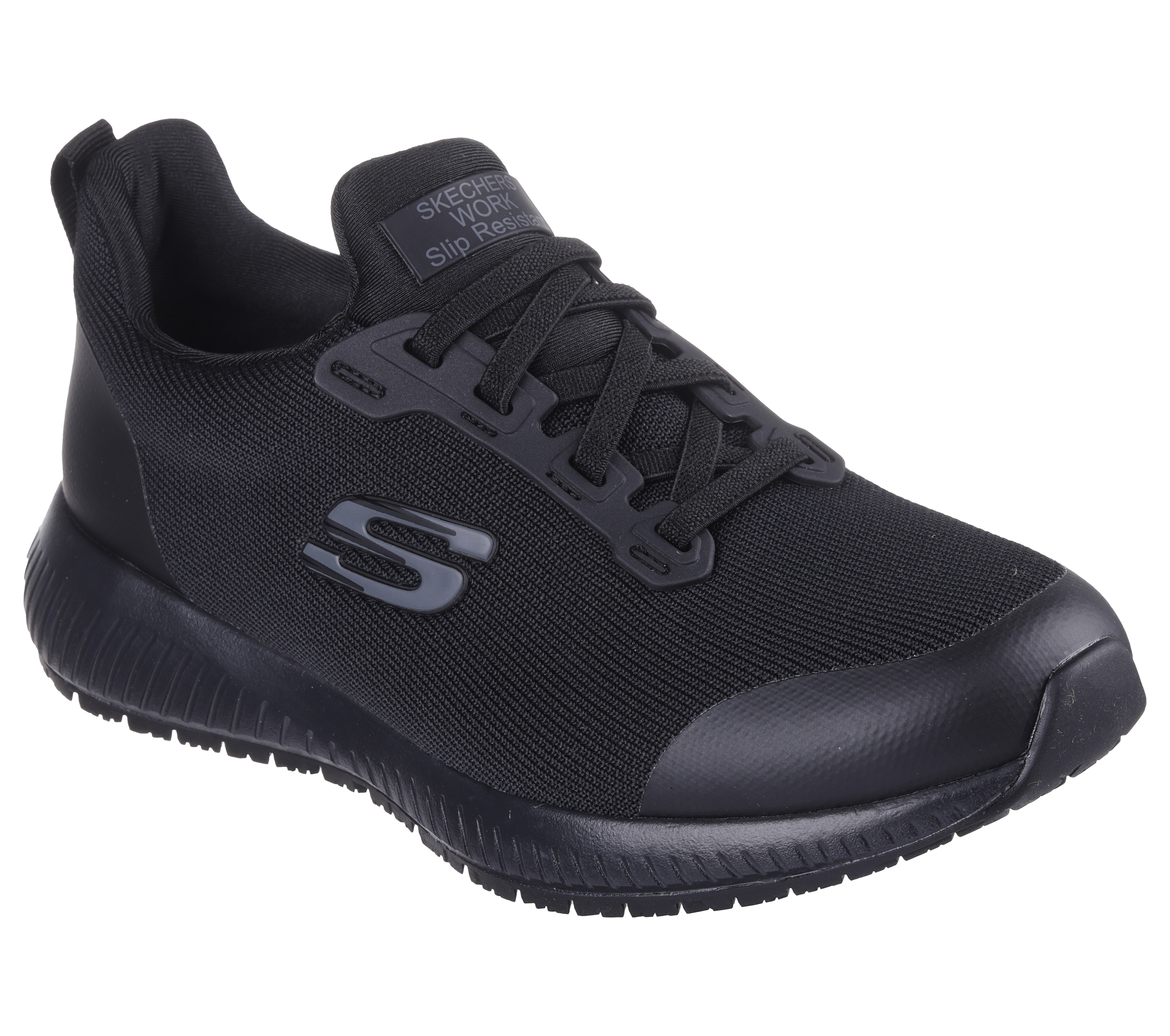 BLACK SKECHERS Womens Squad Slip Resistant Work Shoe