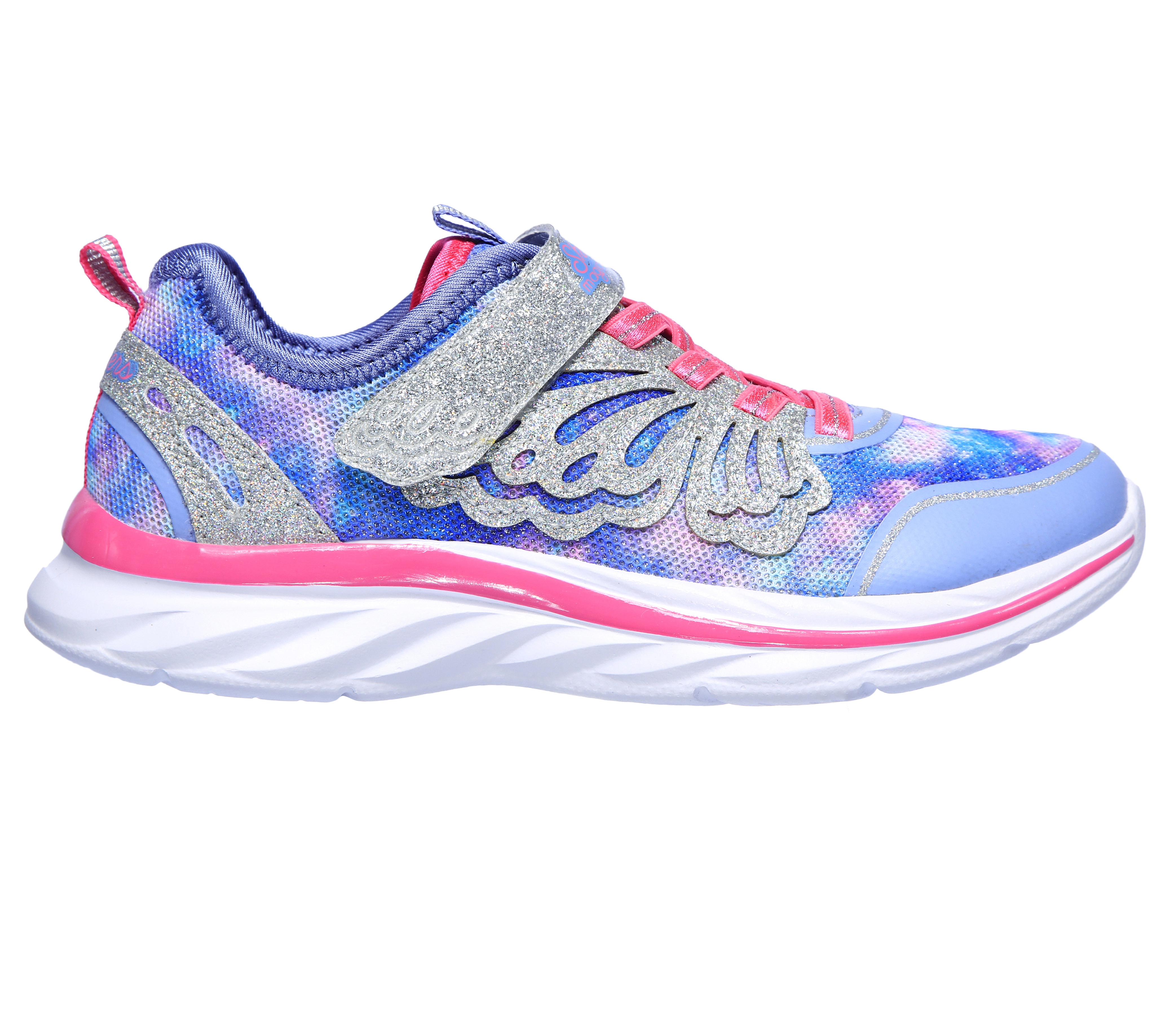pink blue and white skechers