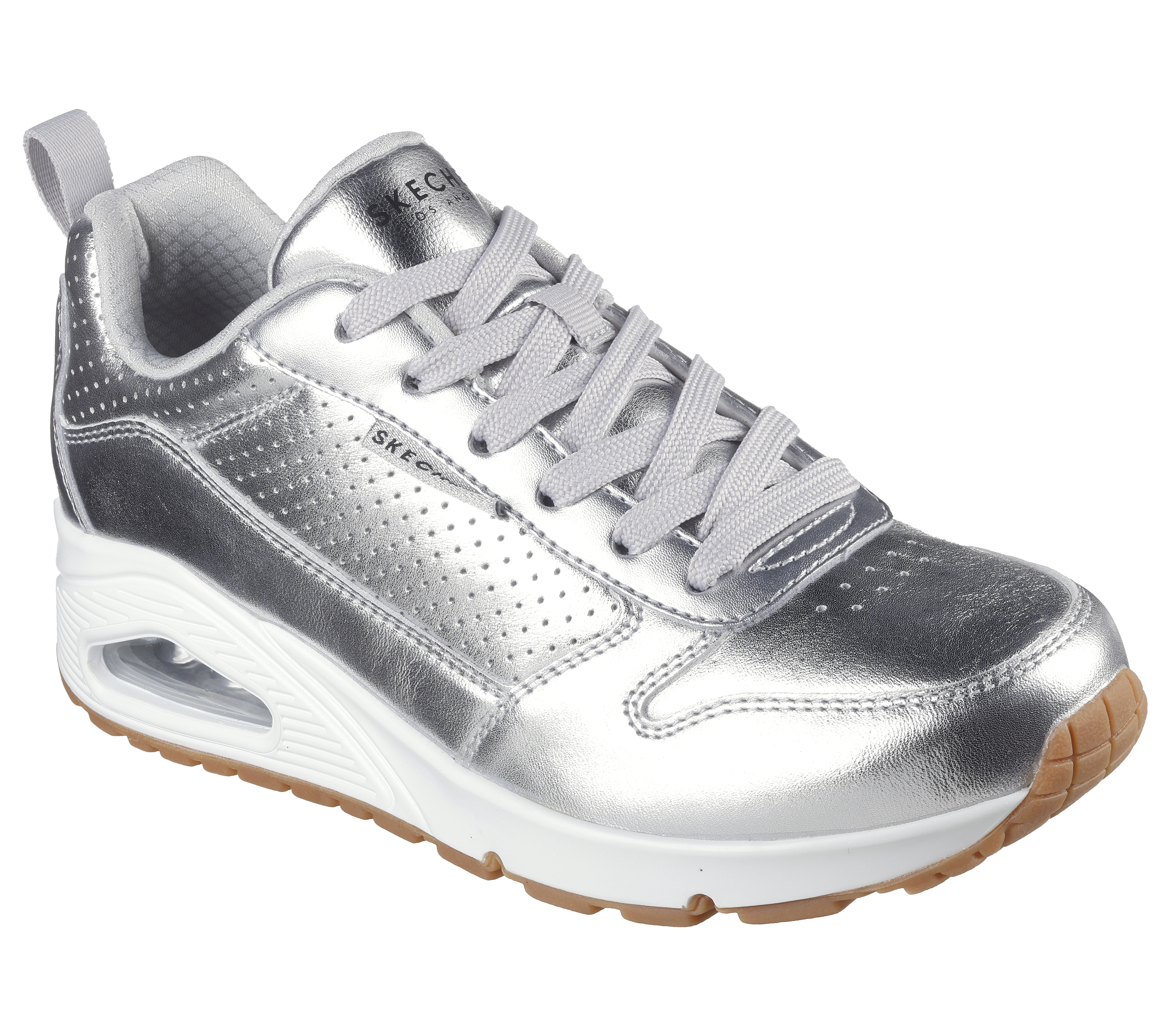 Skechers Street Uno Metallixs Women s Sneaker Silver Size 8.5