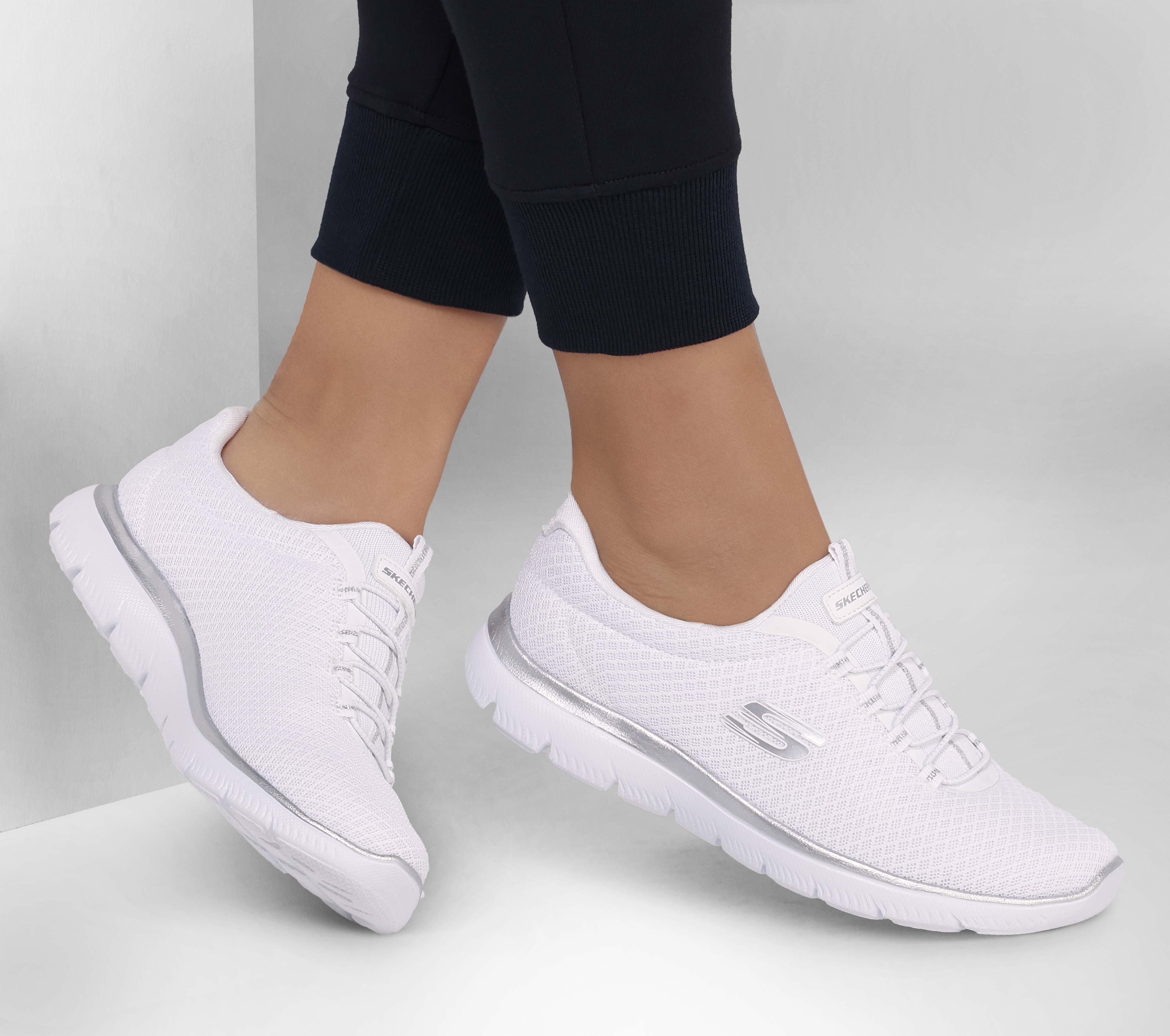 womens white skechers slip on