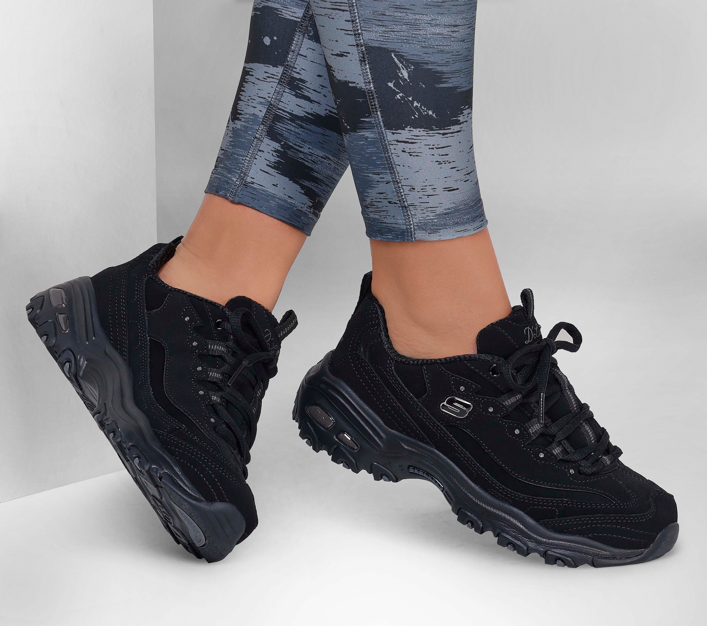 skechers d lite black