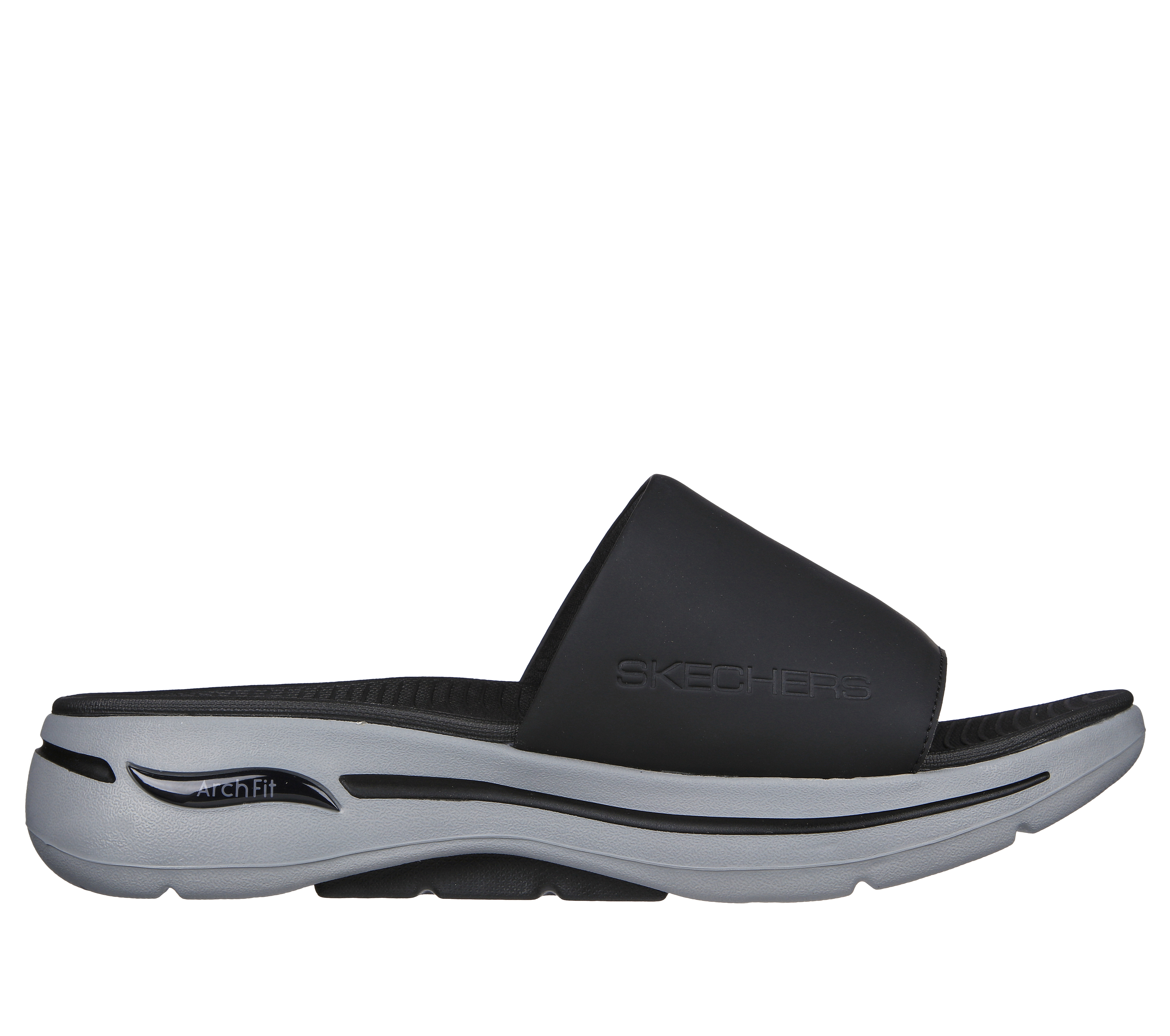 Skechers Men s Go Walk Arch Fit Sandals Gradual Size 8.0 Black Gray Synthetic Machine Washable
