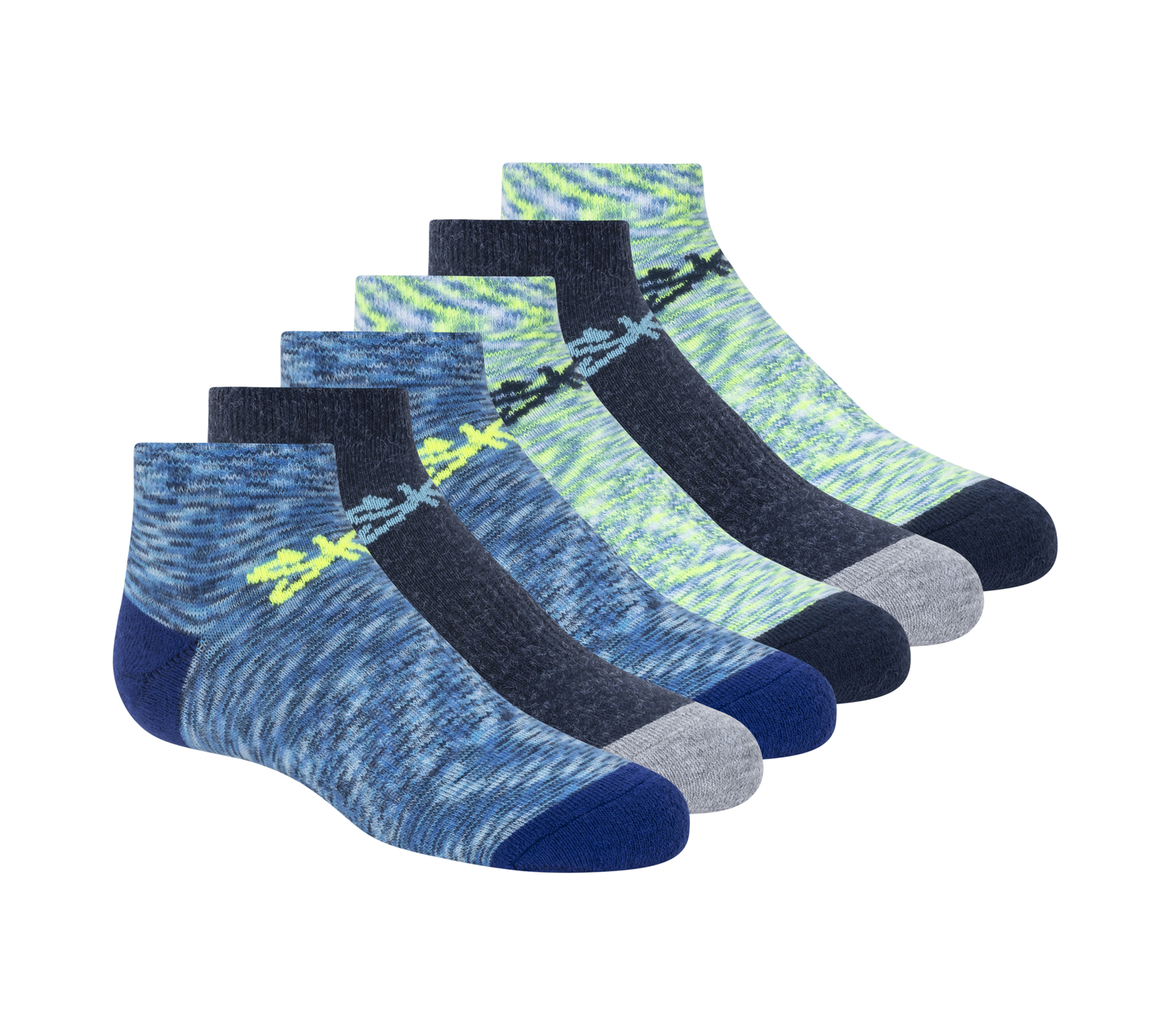6 Pack Space SKECHERS Socks Low Cut Dye 