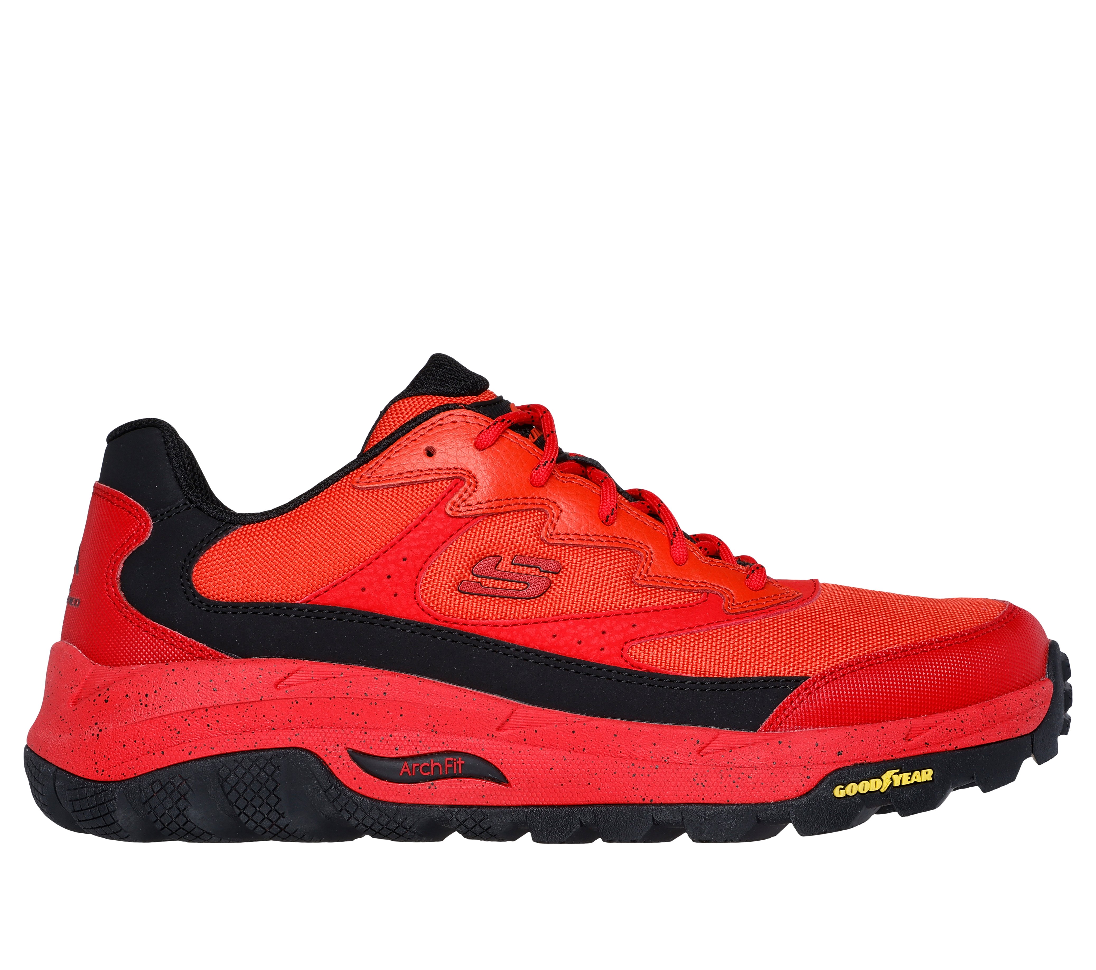 Red skechers trainers on sale