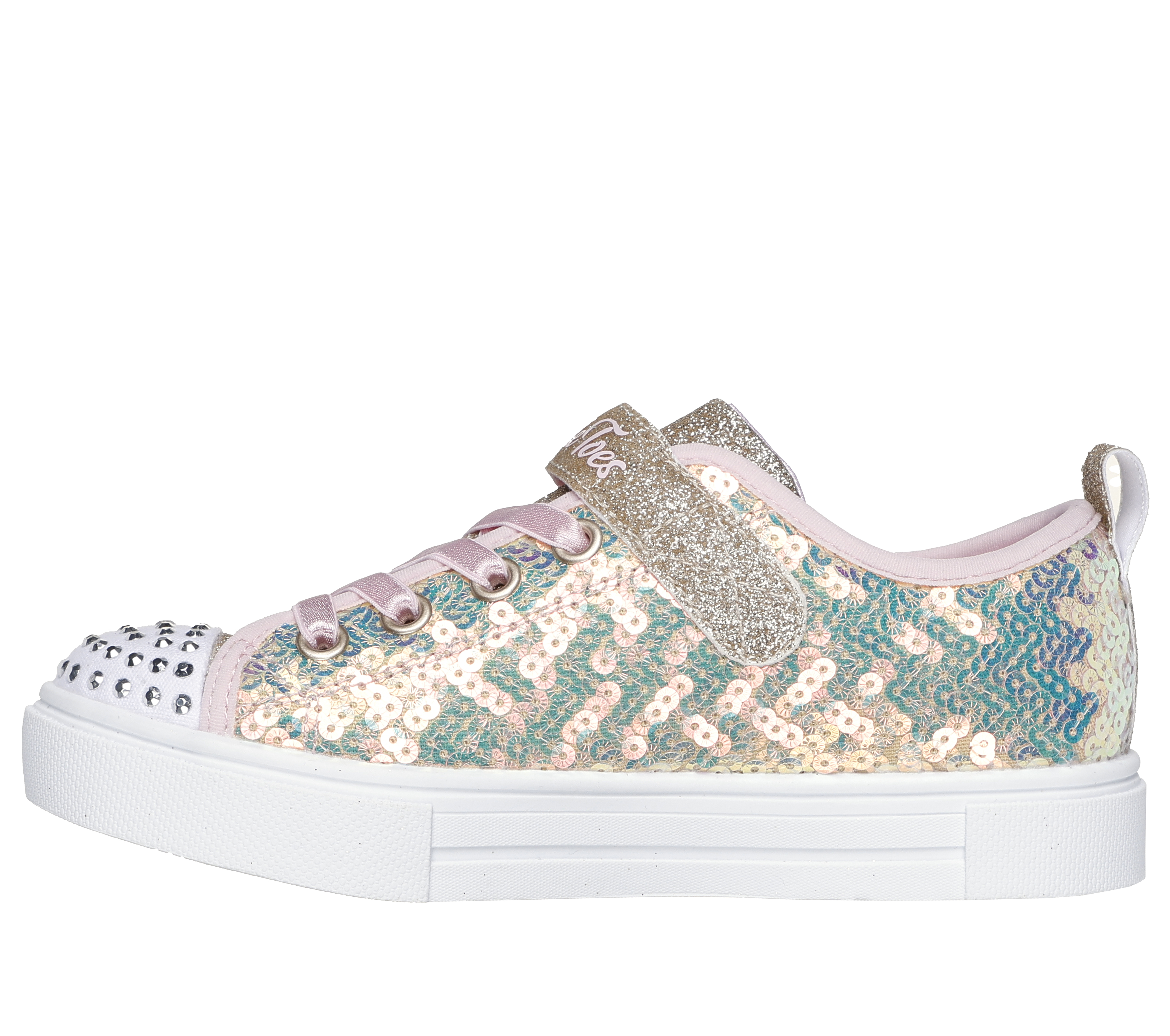 Skechers twinkle toes pink and gold hotsell