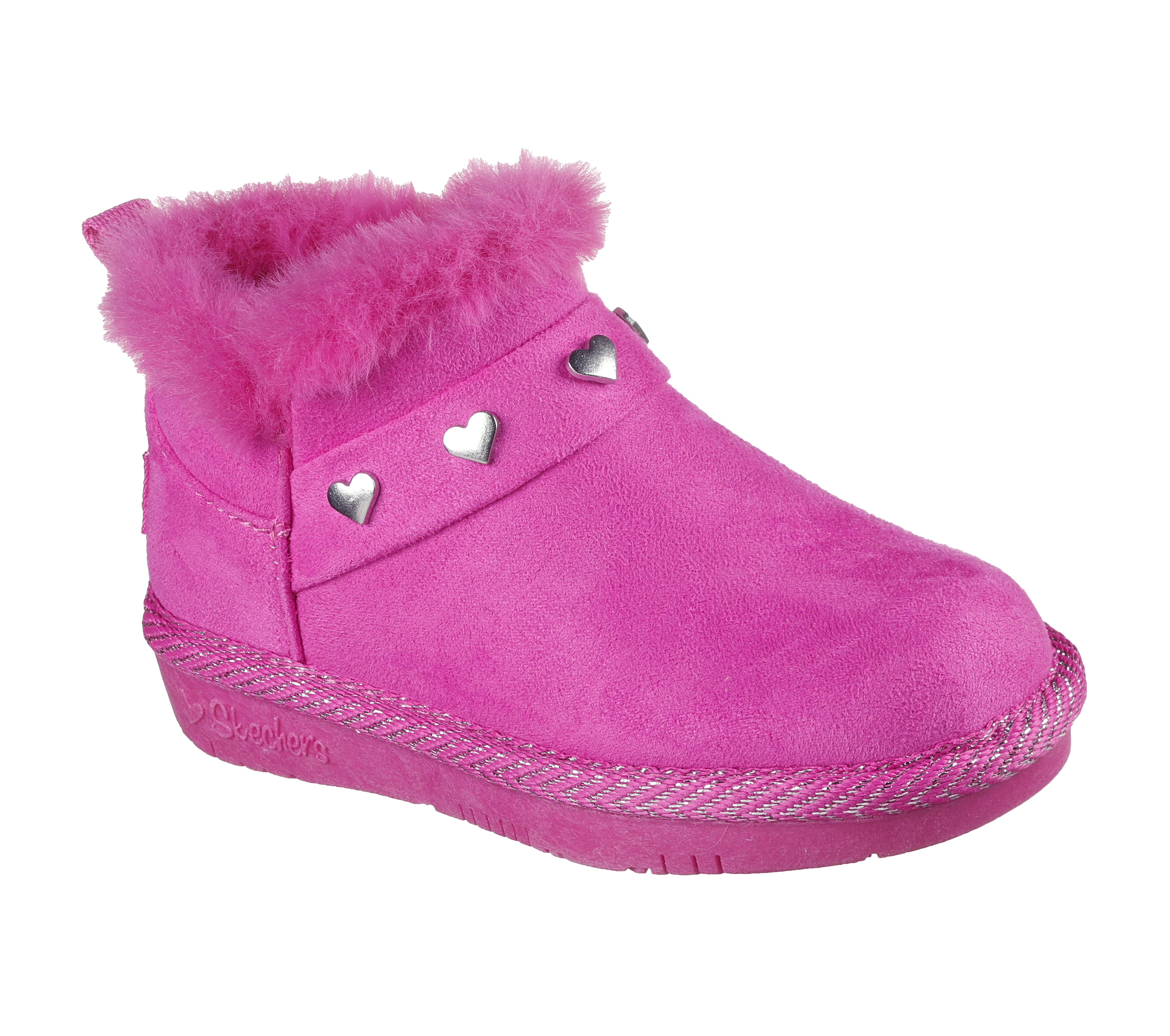 Skechers Girl s Glamslam Mount Cozy Boots Size 10.0 Hot Pink Textile Metal