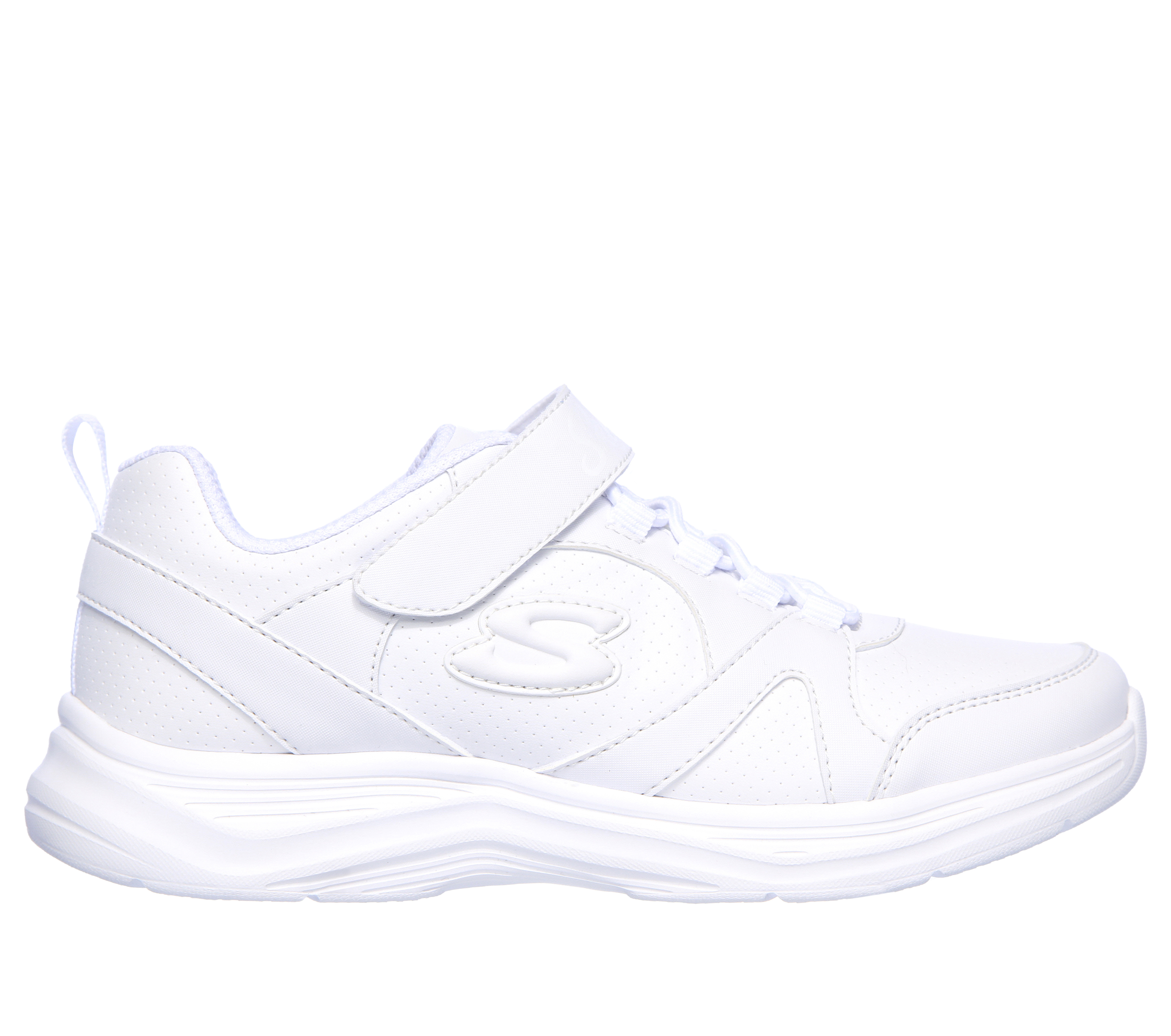 Skechers Girl's Glimmer Kicks - School Struts Sneaker Size 10.5 White Synthetic Vegan