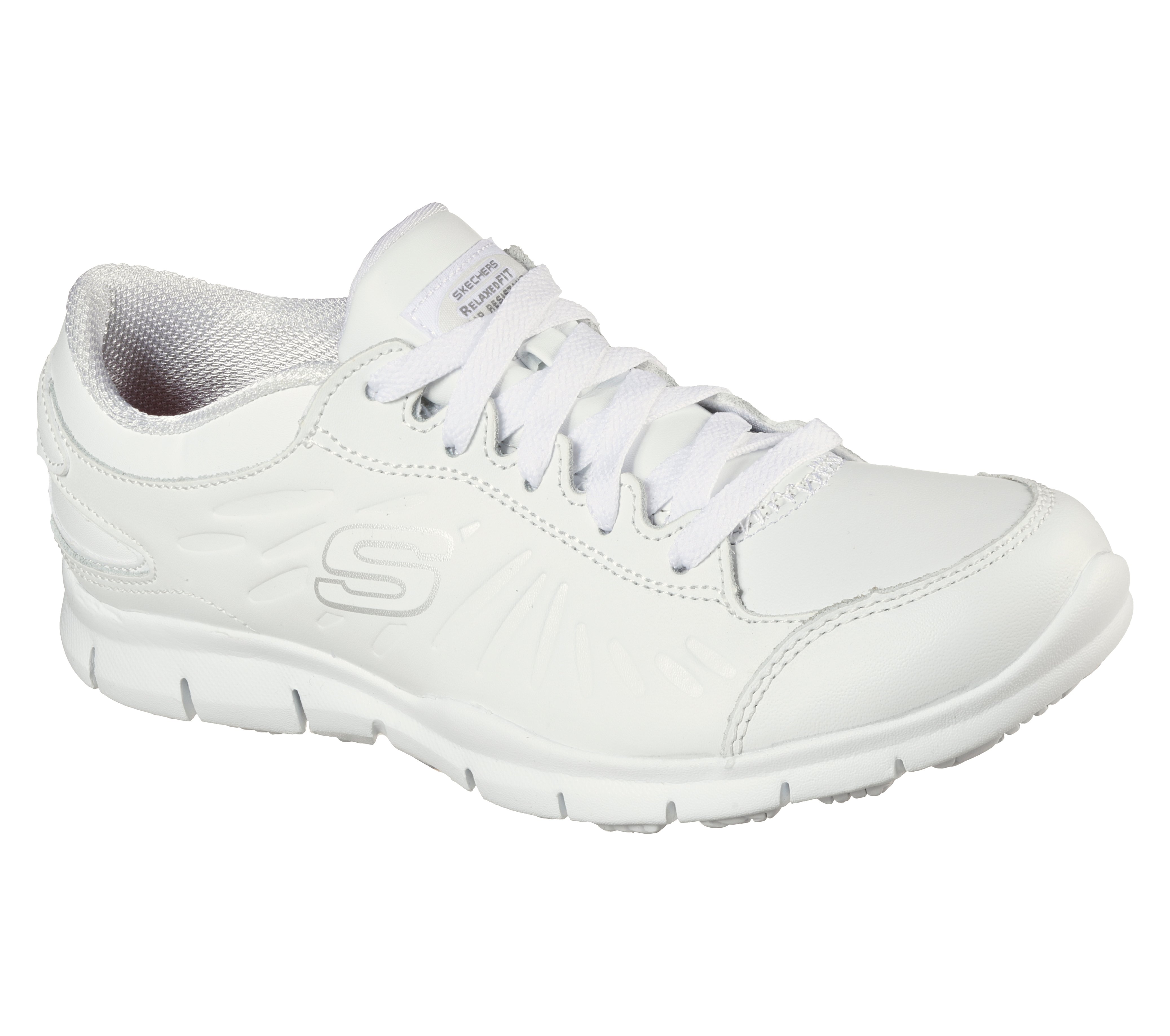 skechers eldred work shoes white