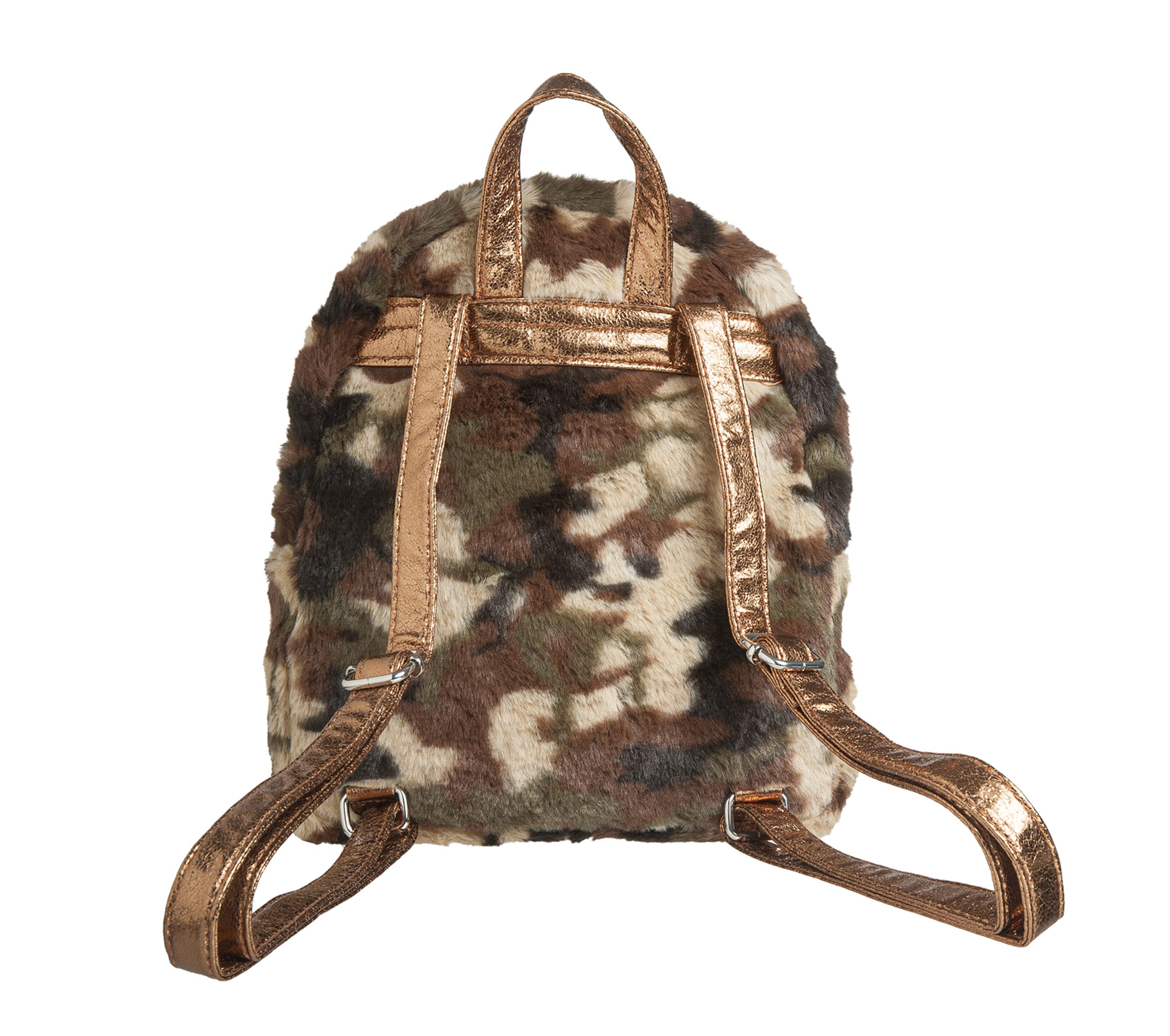 Shop the Camo Faux Fur Mini Backpack 