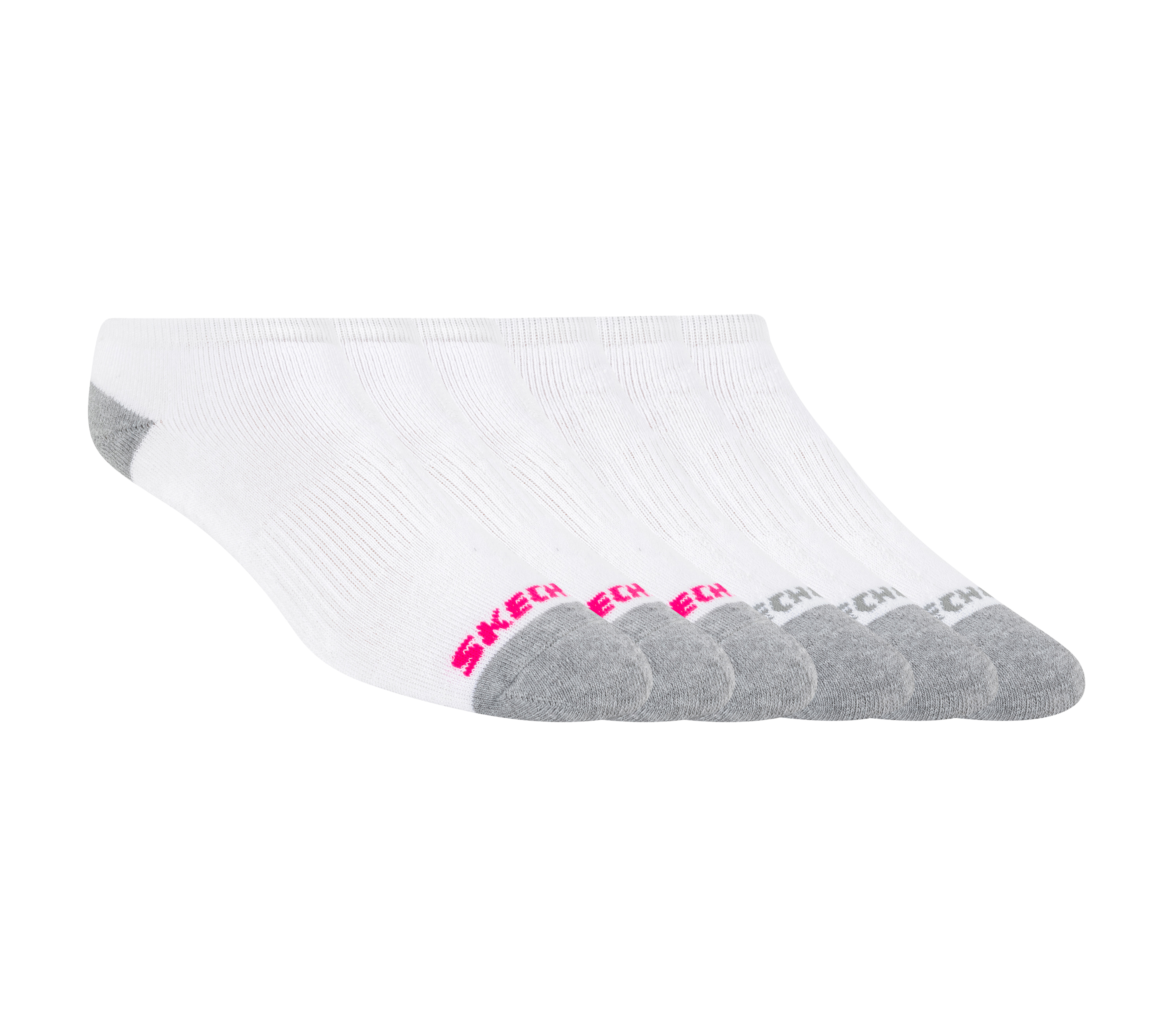 Skechers Women's 6 Pack Low Cut Walking Socks Size Medium White Poly Blend
