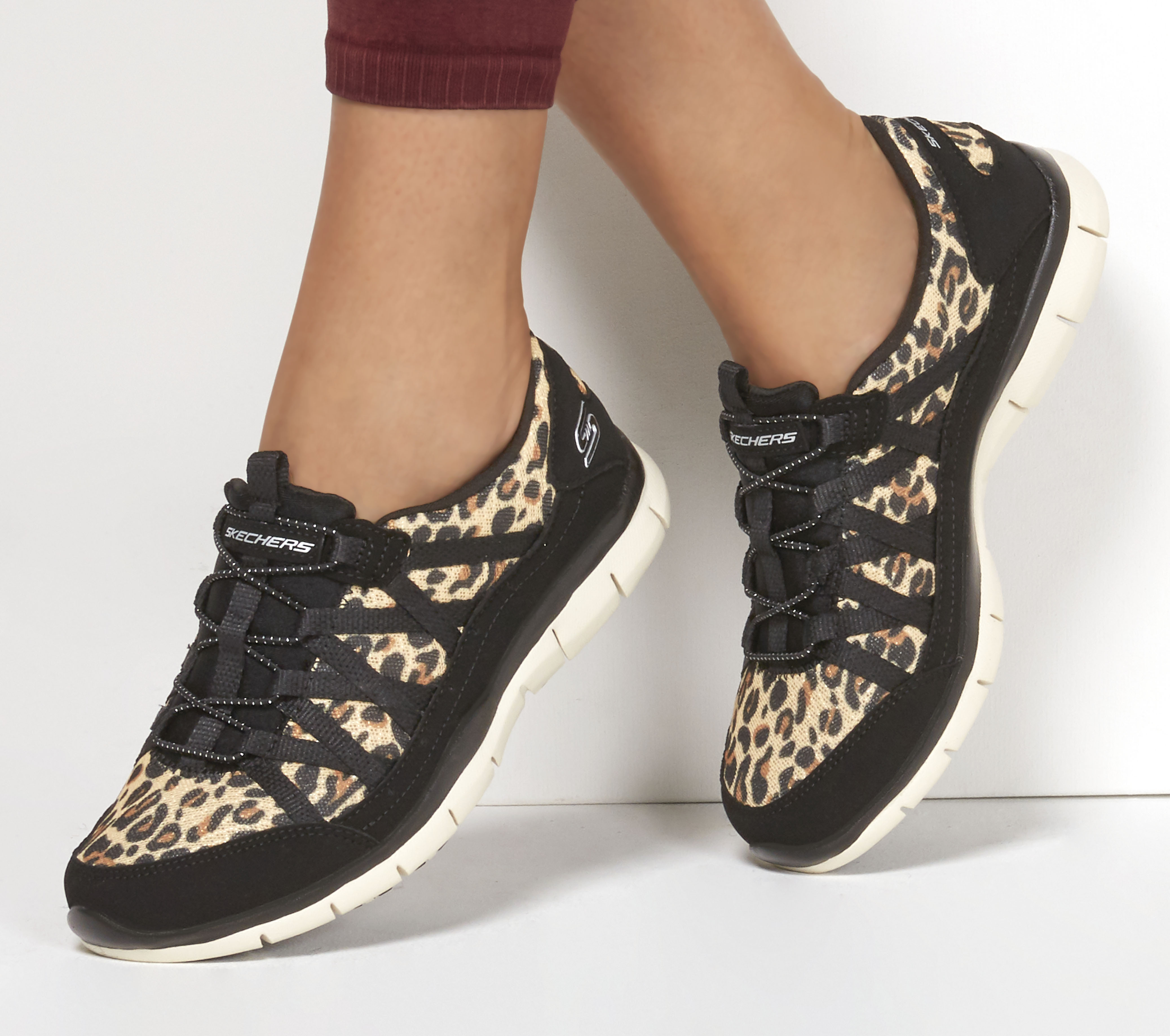 skechers memory foam leopard print