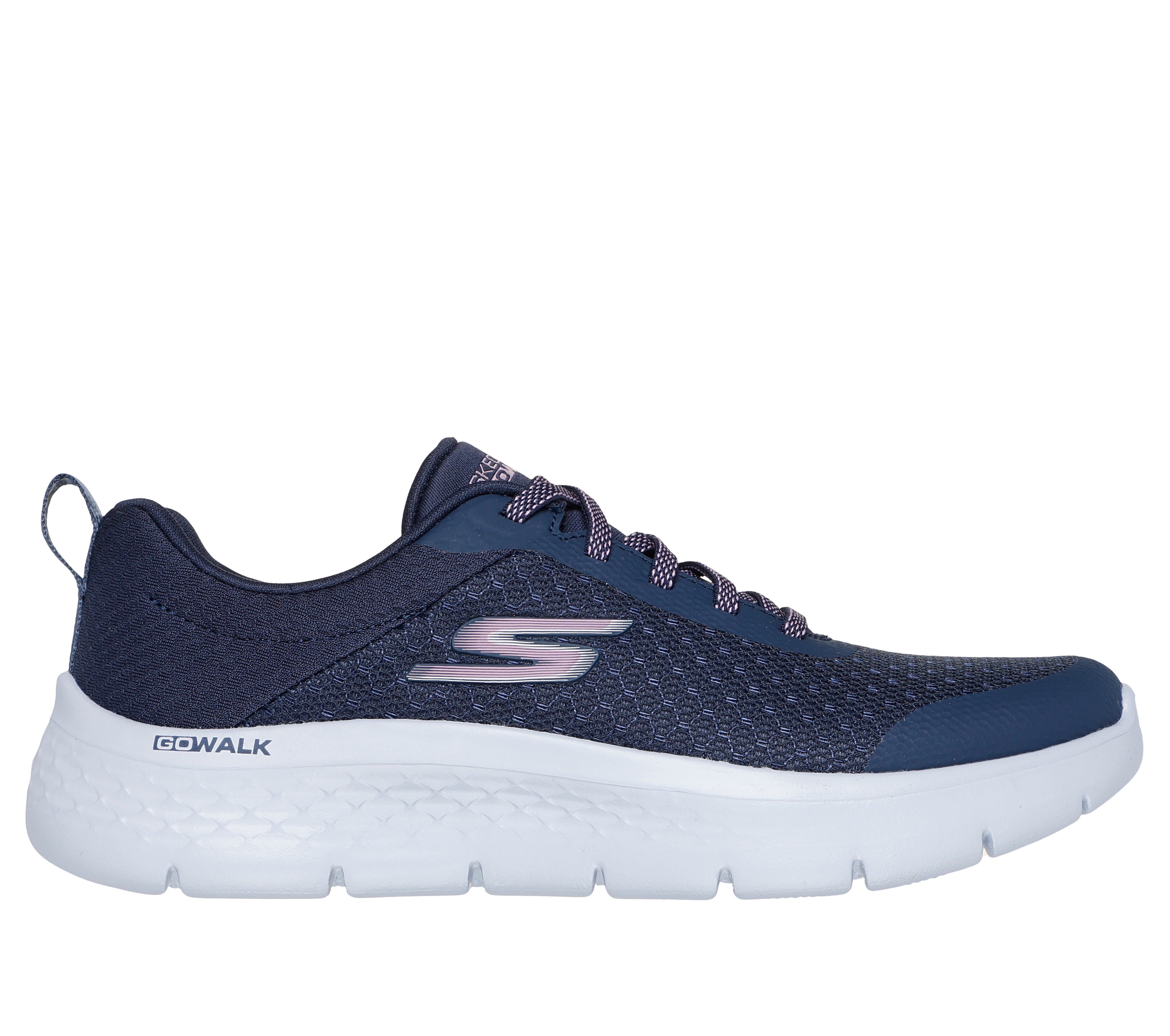 Skechers Women s Go Walk Flex Zada Sneaker Size 6.5 Navy Lavender Textile Synthetic Vegan Machine Washable