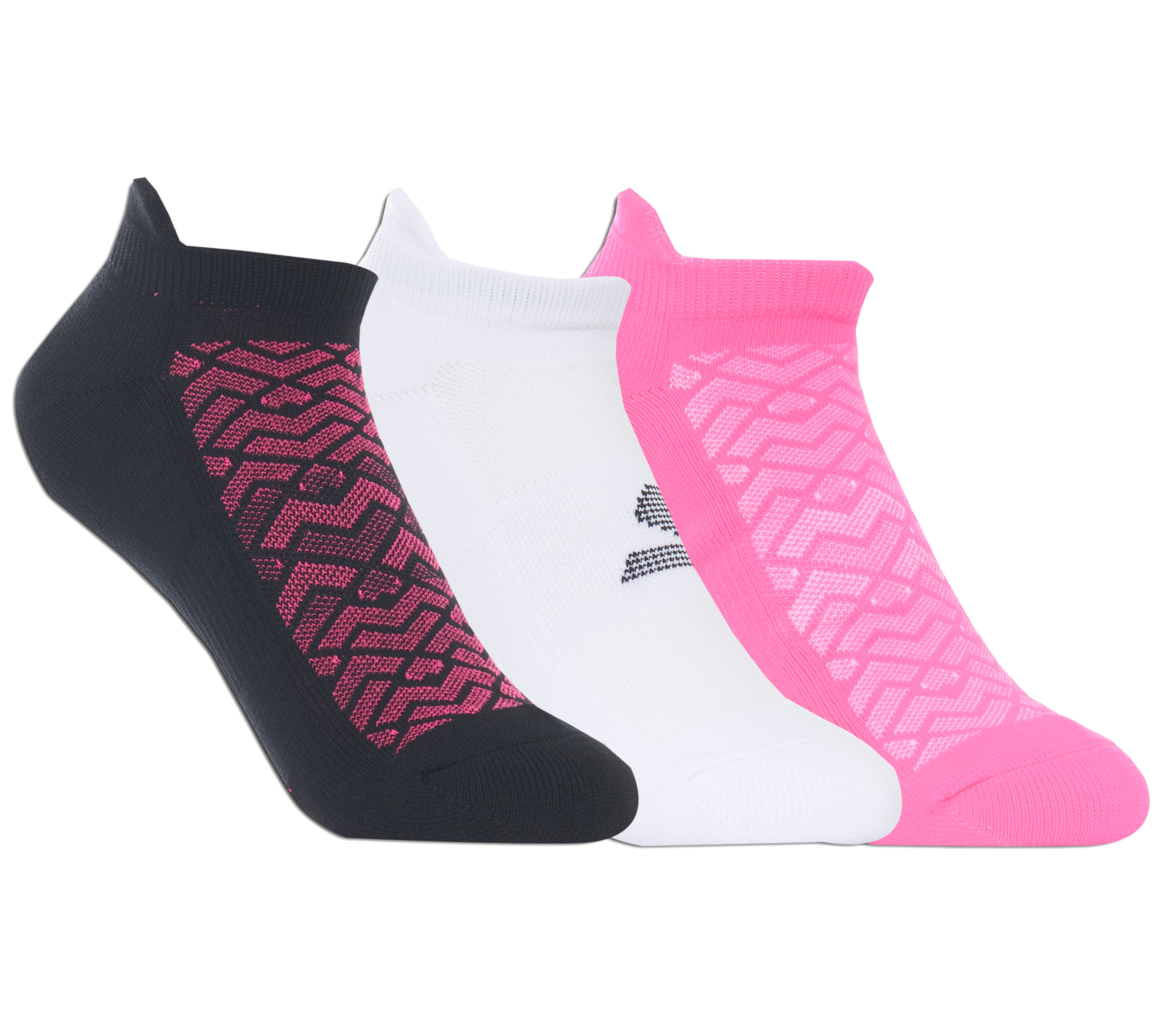 Skechers Women's 3 Pack Half Terry Low Cut Athletic Socks Size Medium Black/Pink Nylon