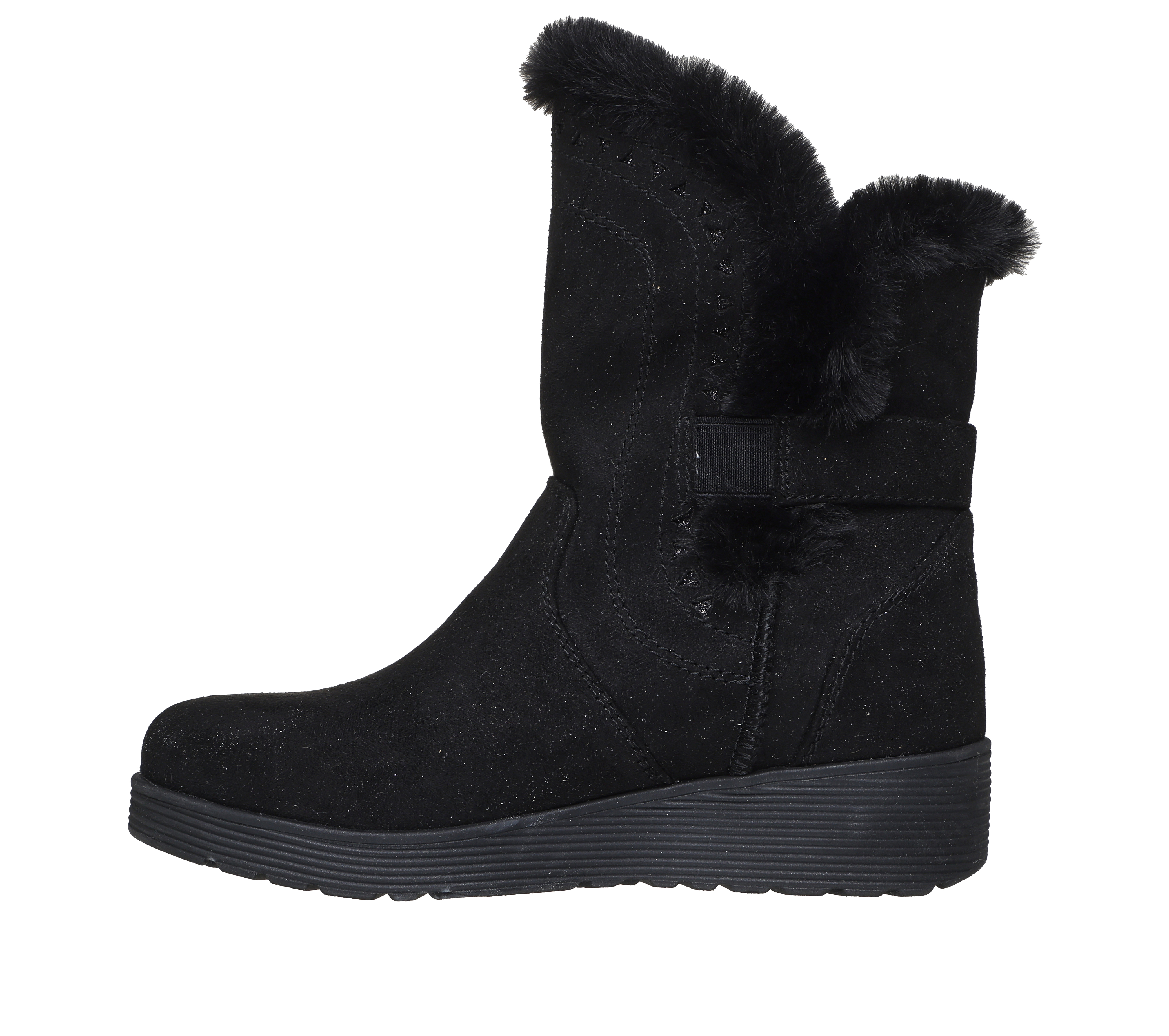 Skechers Girl s Keepsakes Wedge Fur ever Boots Size 12.0 Black Textile