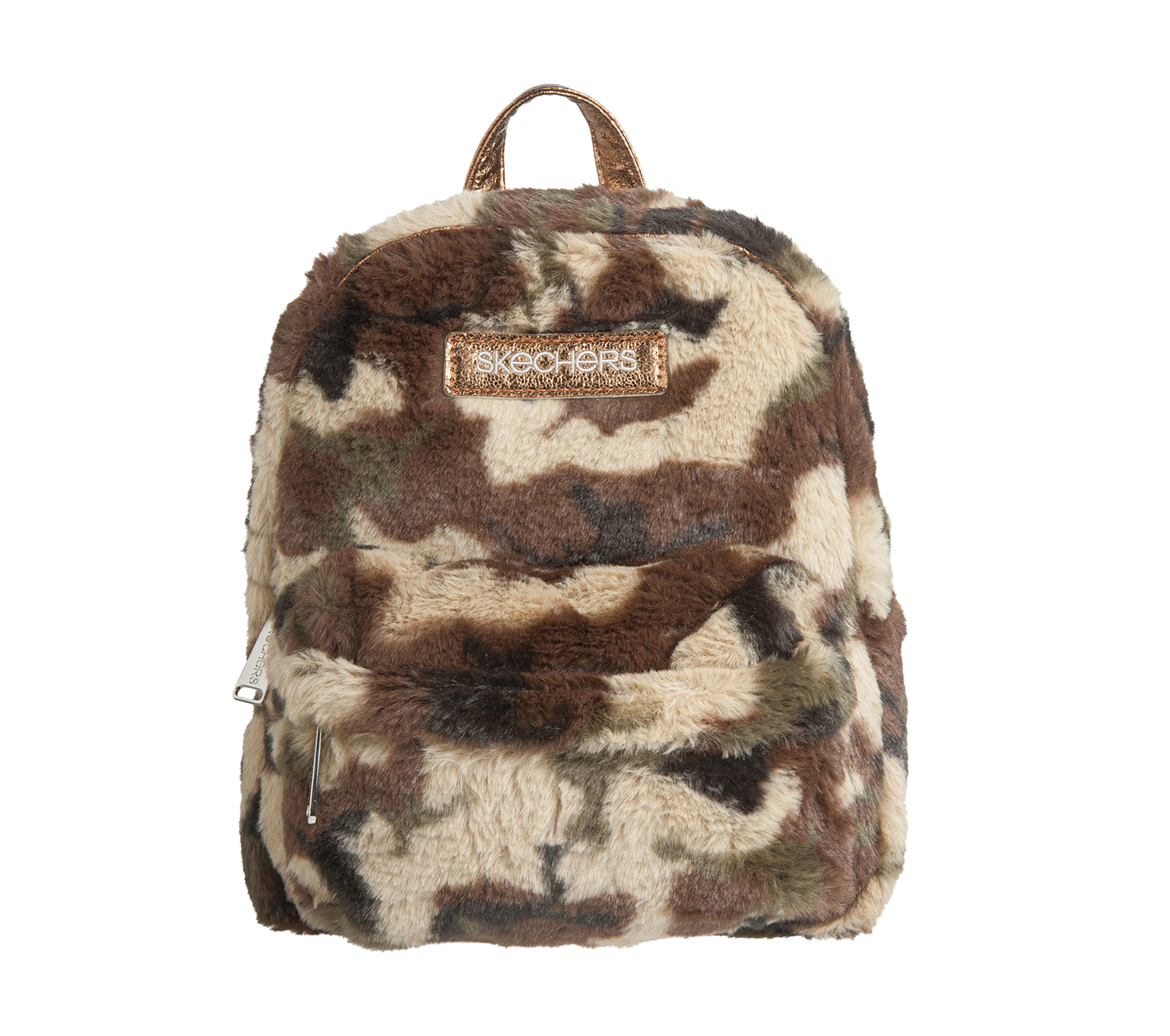 Shop the Camo Faux Fur Mini Backpack 