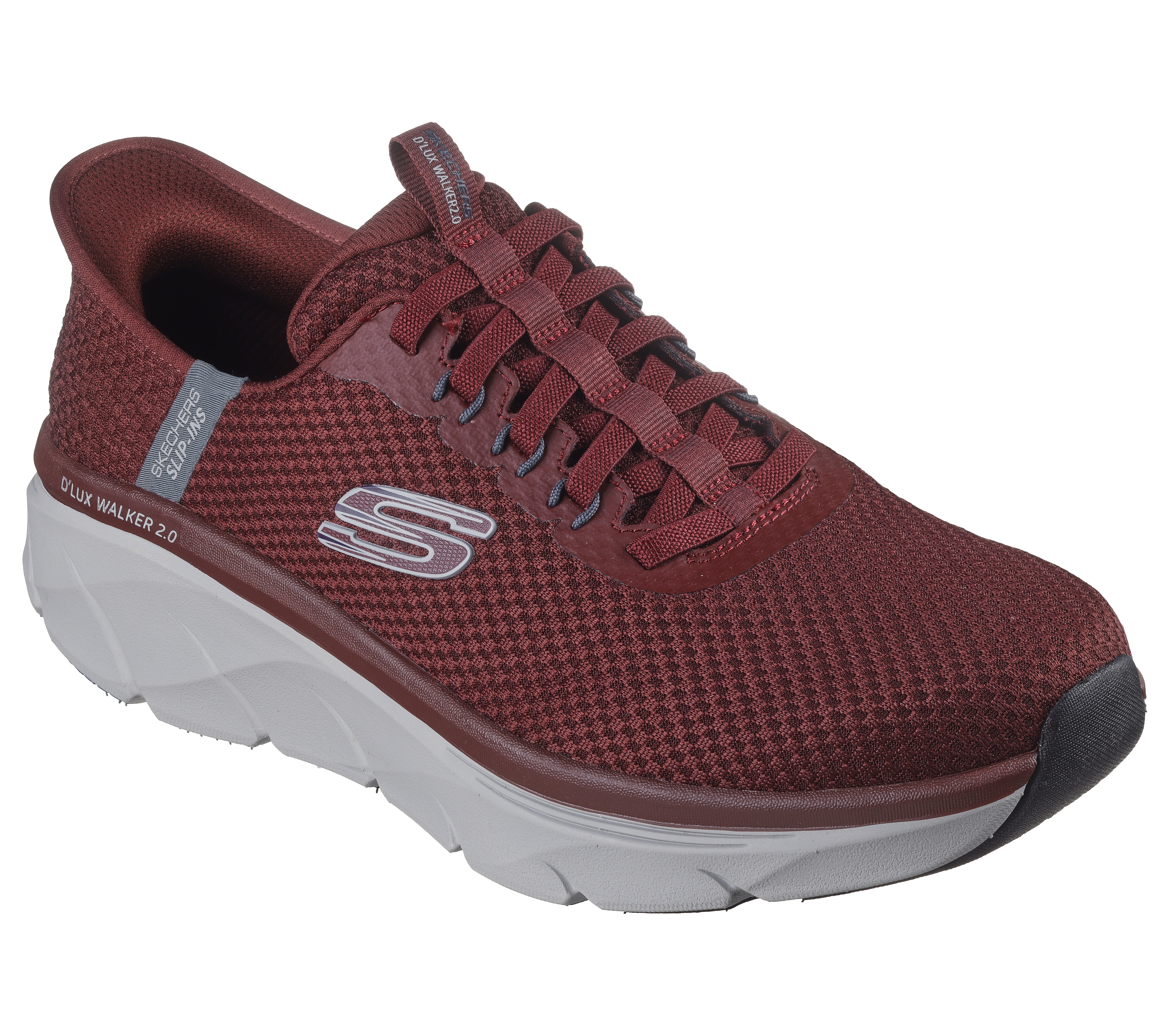 Skechers Men s Slip ins D Lux Walker 2.0 Taurrel Sneaker Size 9.5 Extra Wide Burgundy Textile Synthetic Vegan Machine Washable