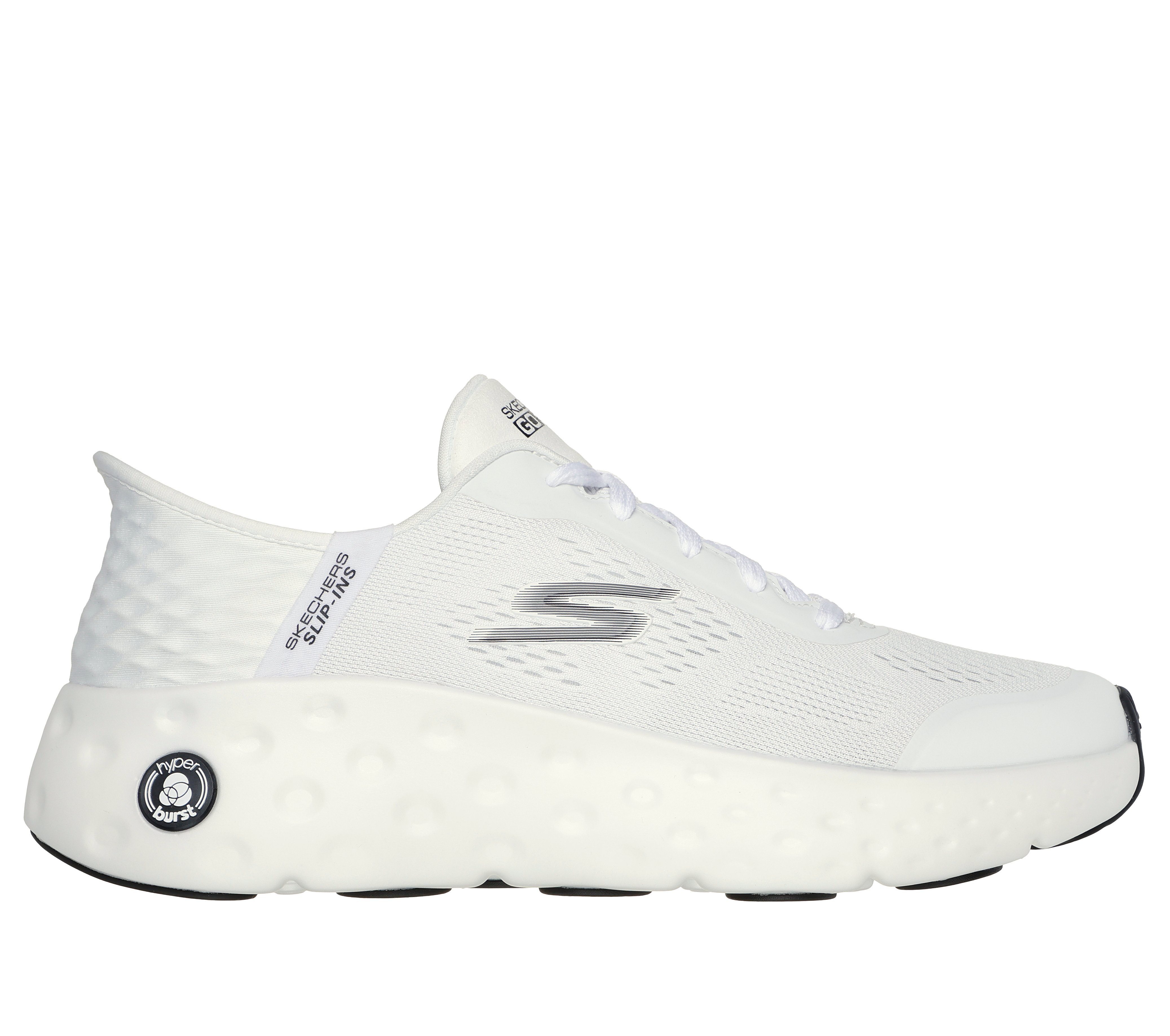 Skechers Men s Slip ins Max Cushioning Hyper Craze Sneaker Size 11.5 White Black Textile Synthetic Vegan Machine Washable Hyper Burst