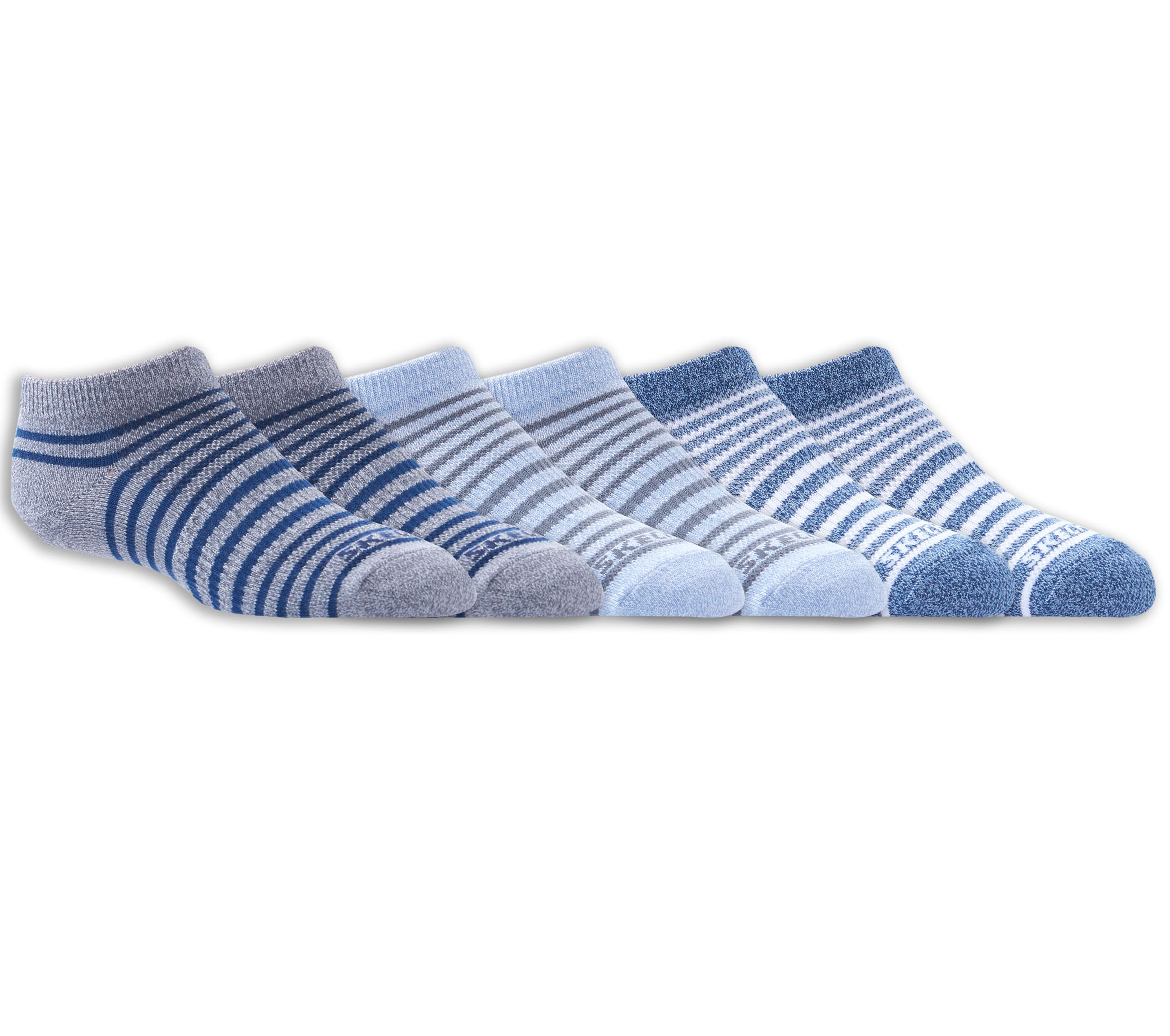 6 Pack Striped No Show Socks | SKECHERS