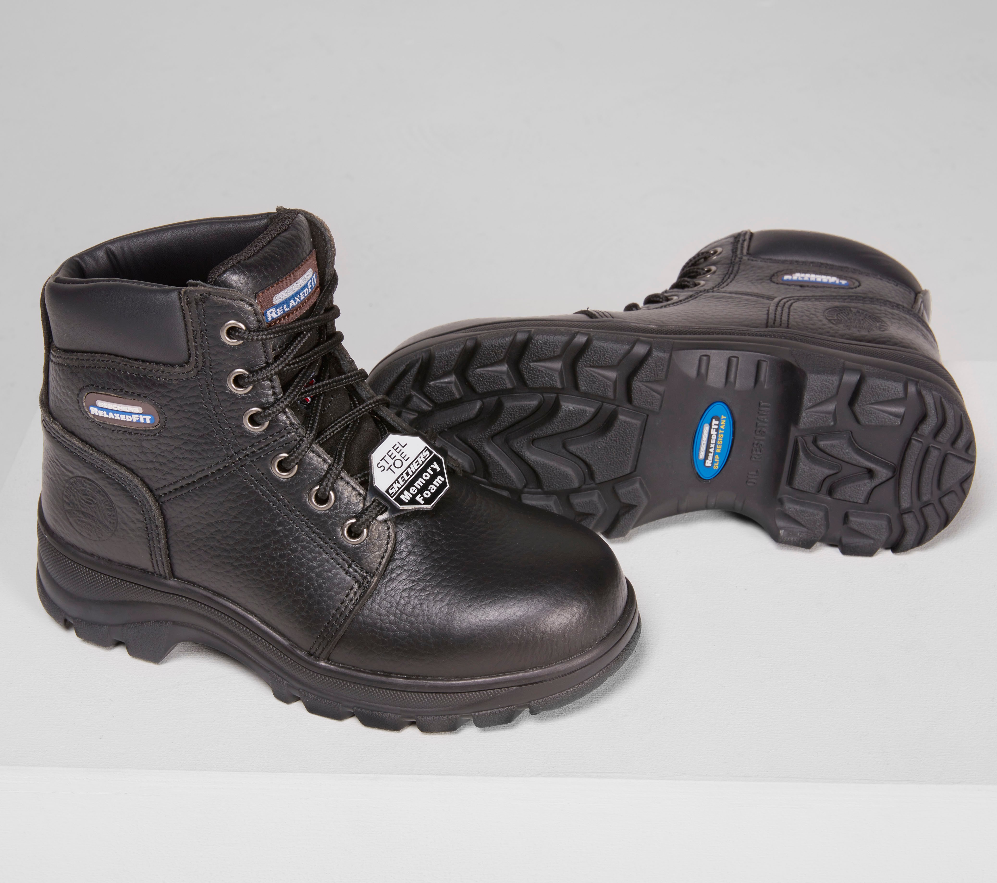 skechers steel toe boots with memory foam