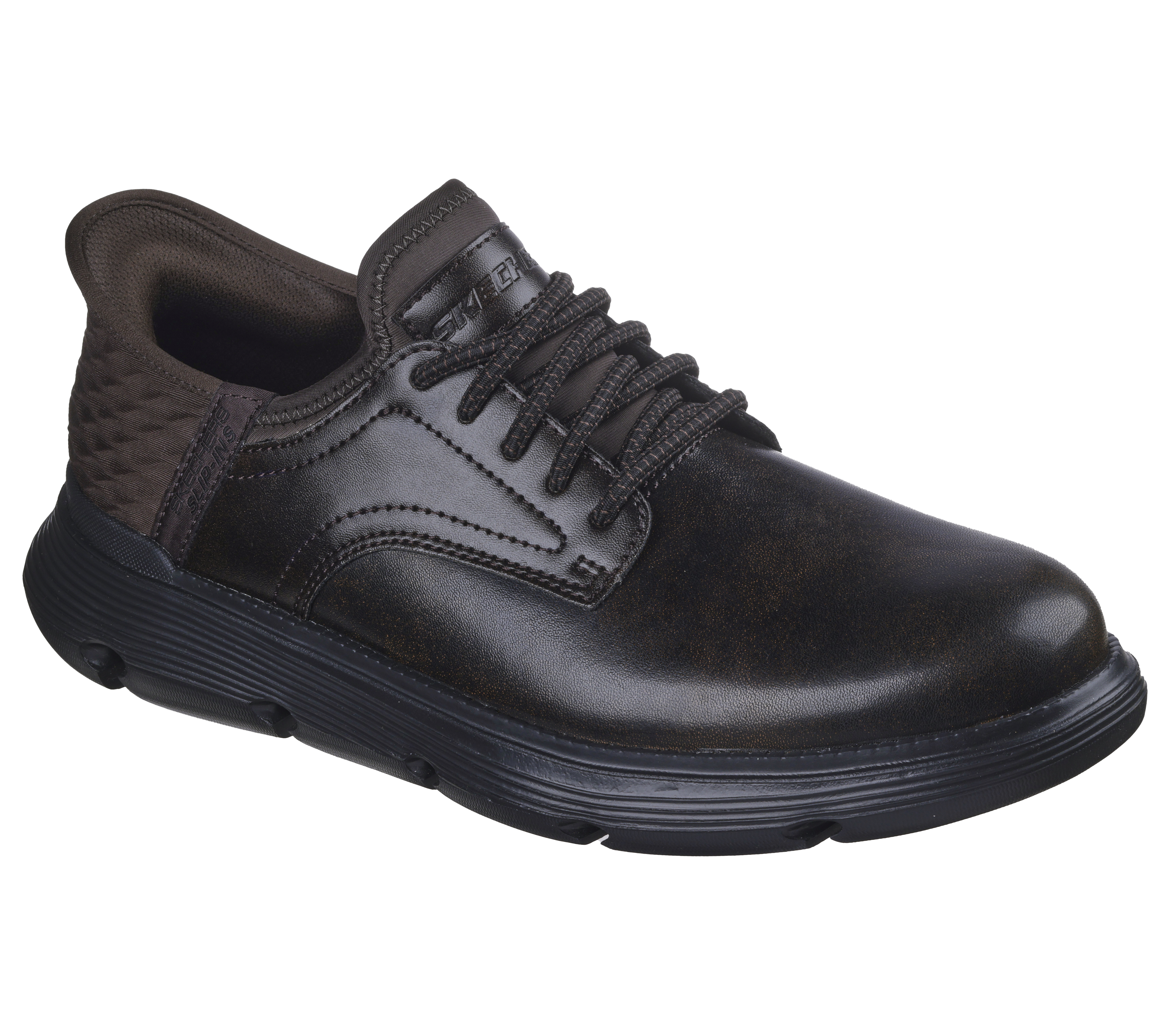 Skechers black leather shoes cheap