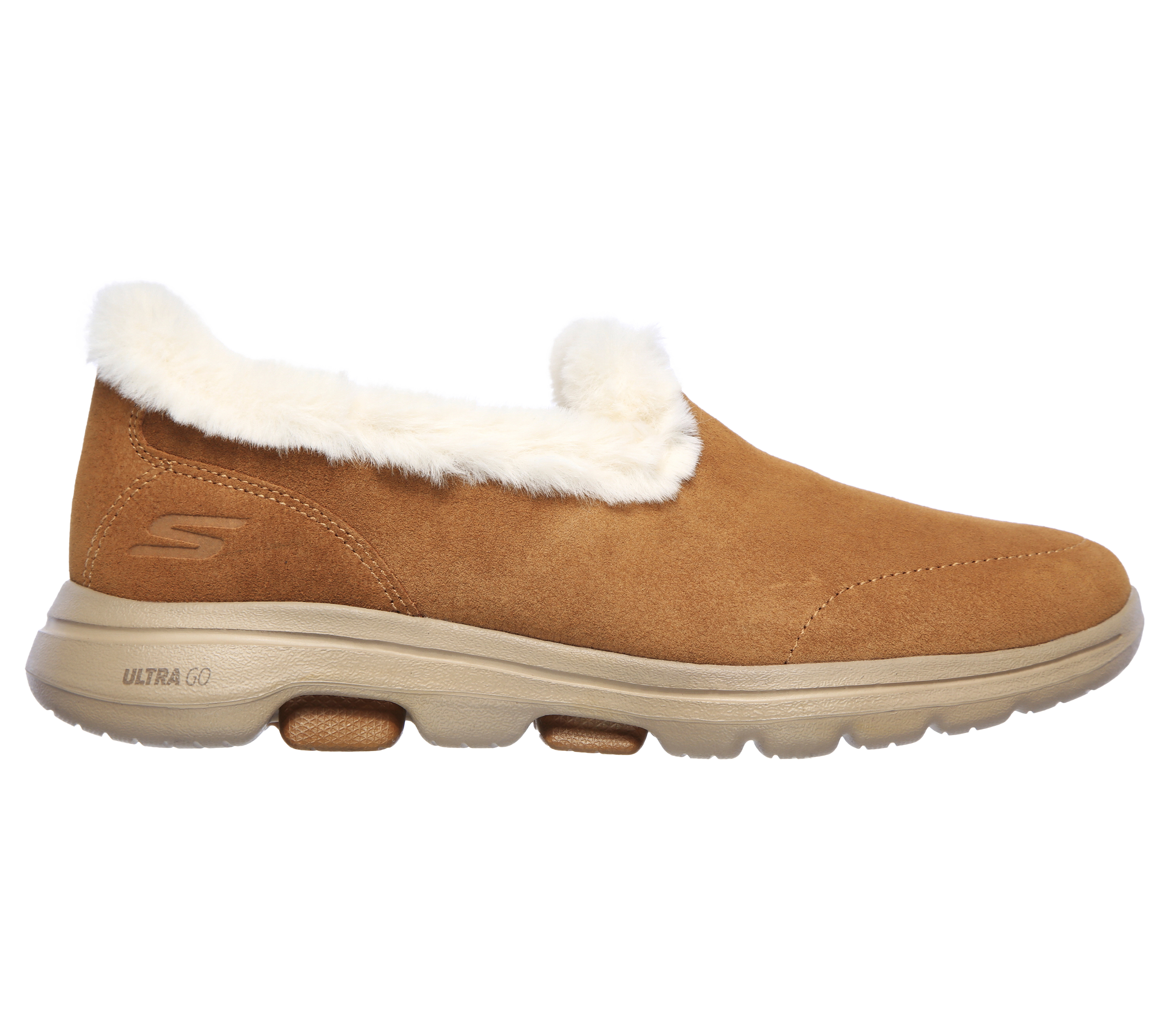 skechers gowalk suede faux fur boots w/ goga mat