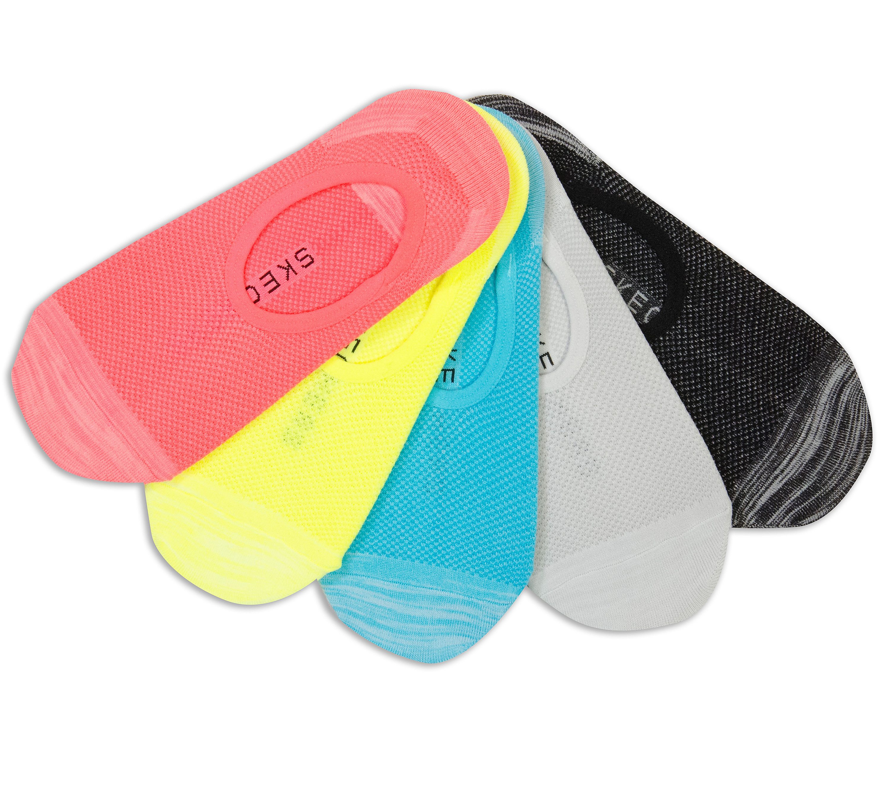 Skechers Women's 5 Pack Neon Liner Socks Size Medium