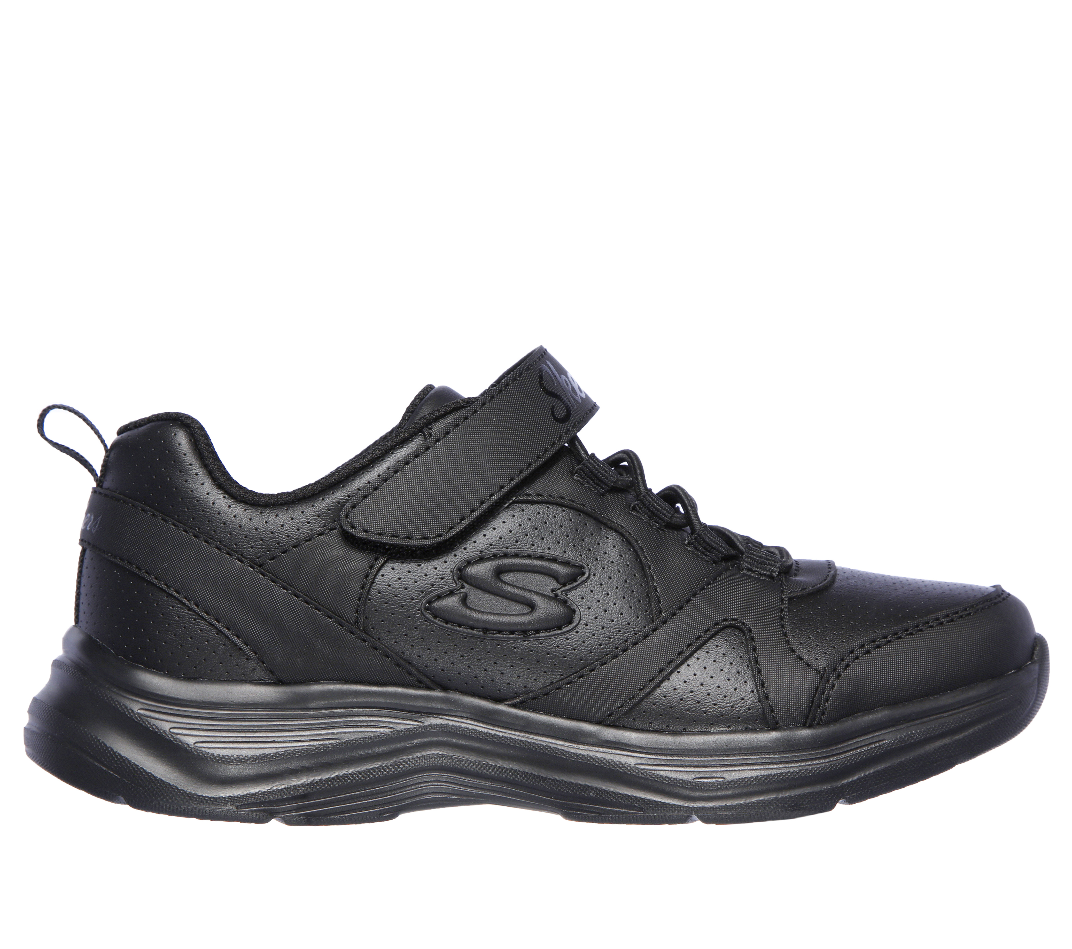 Skechers Girl's Glimmer Kicks - School Struts Sneaker Size 10.5 Black Synthetic Vegan