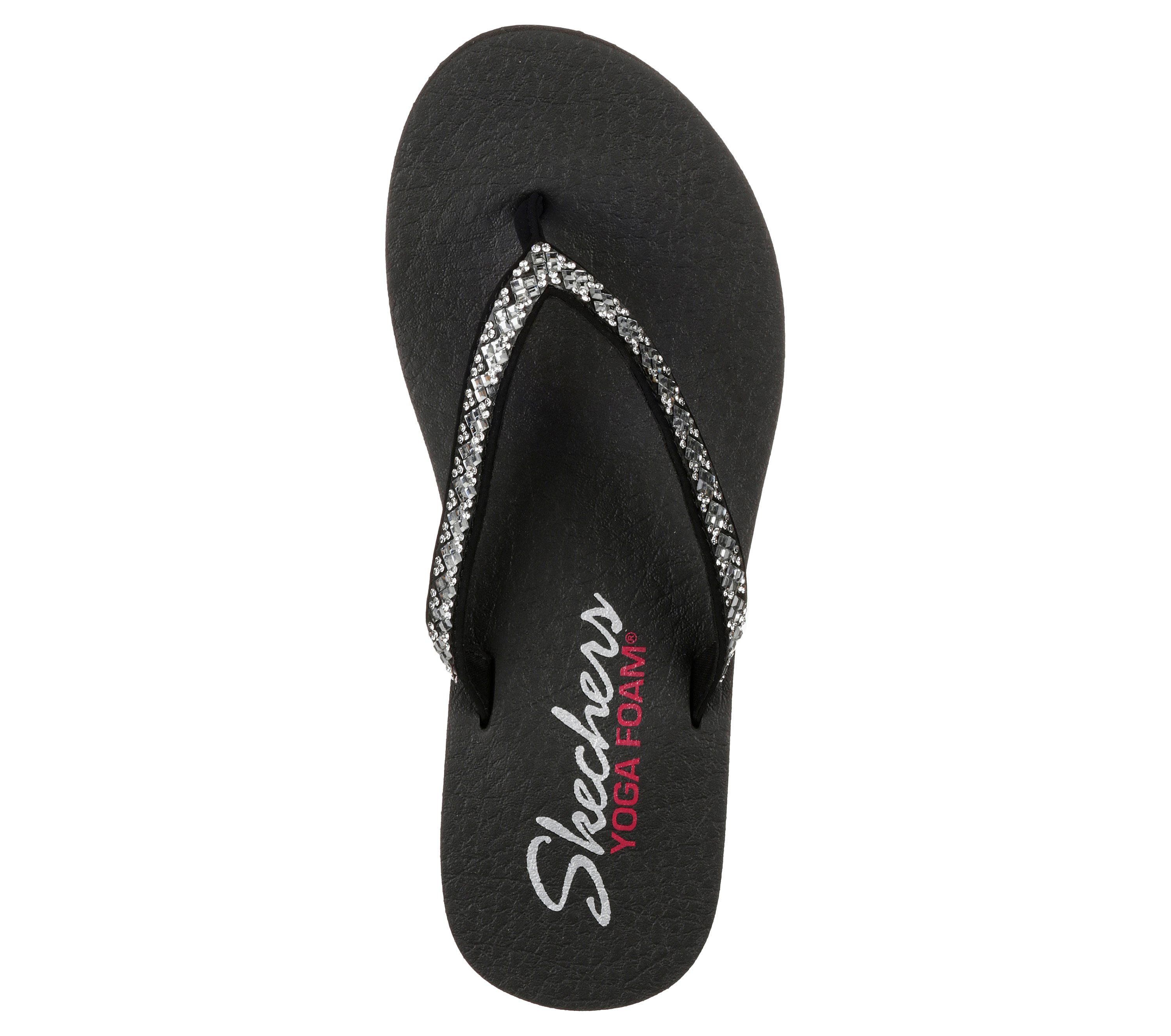 Skechers Women's Meditation Perfect 10 Thong Sandal, Black/Silver