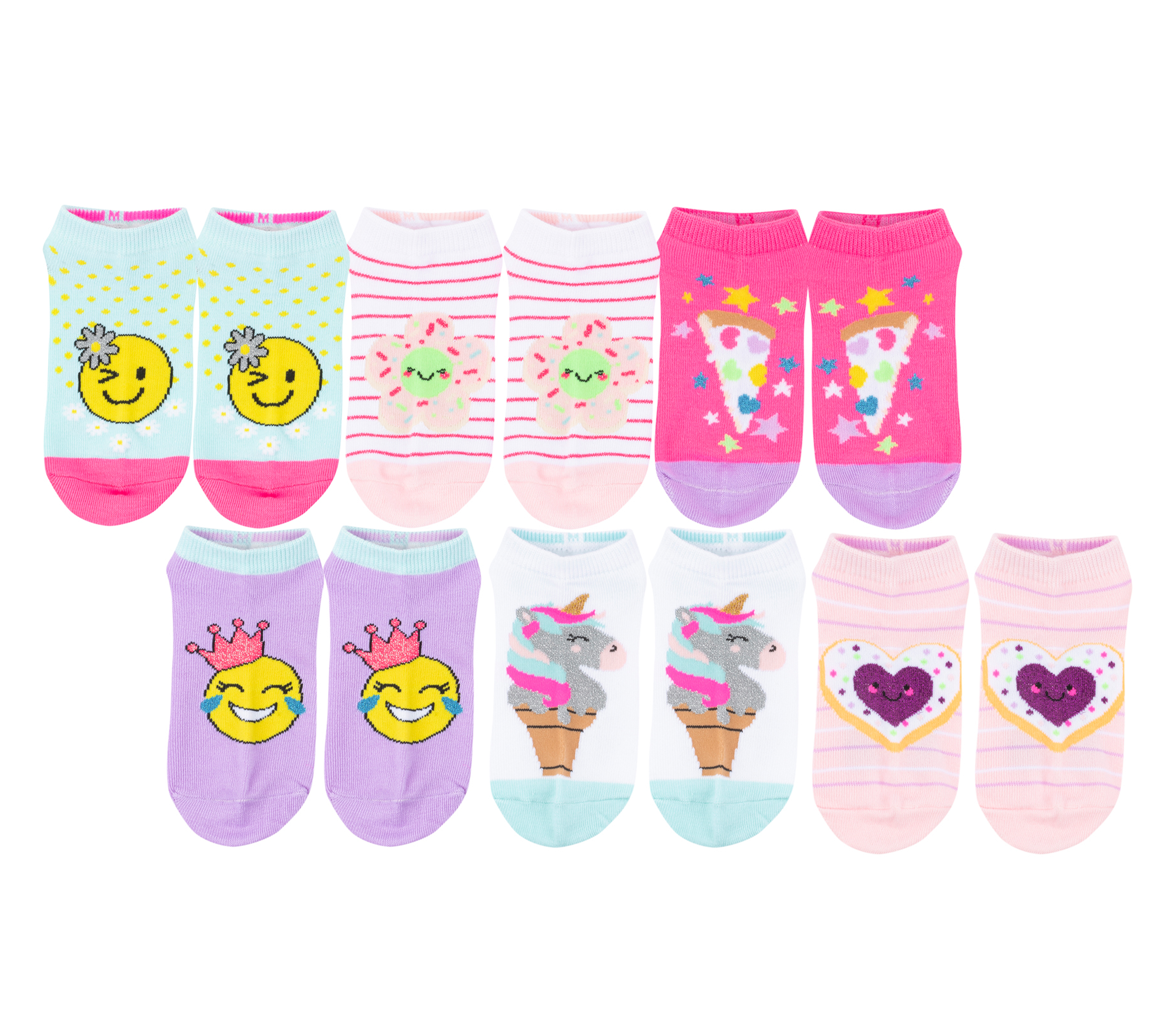 Smiley Floral Socks - 6 Pack