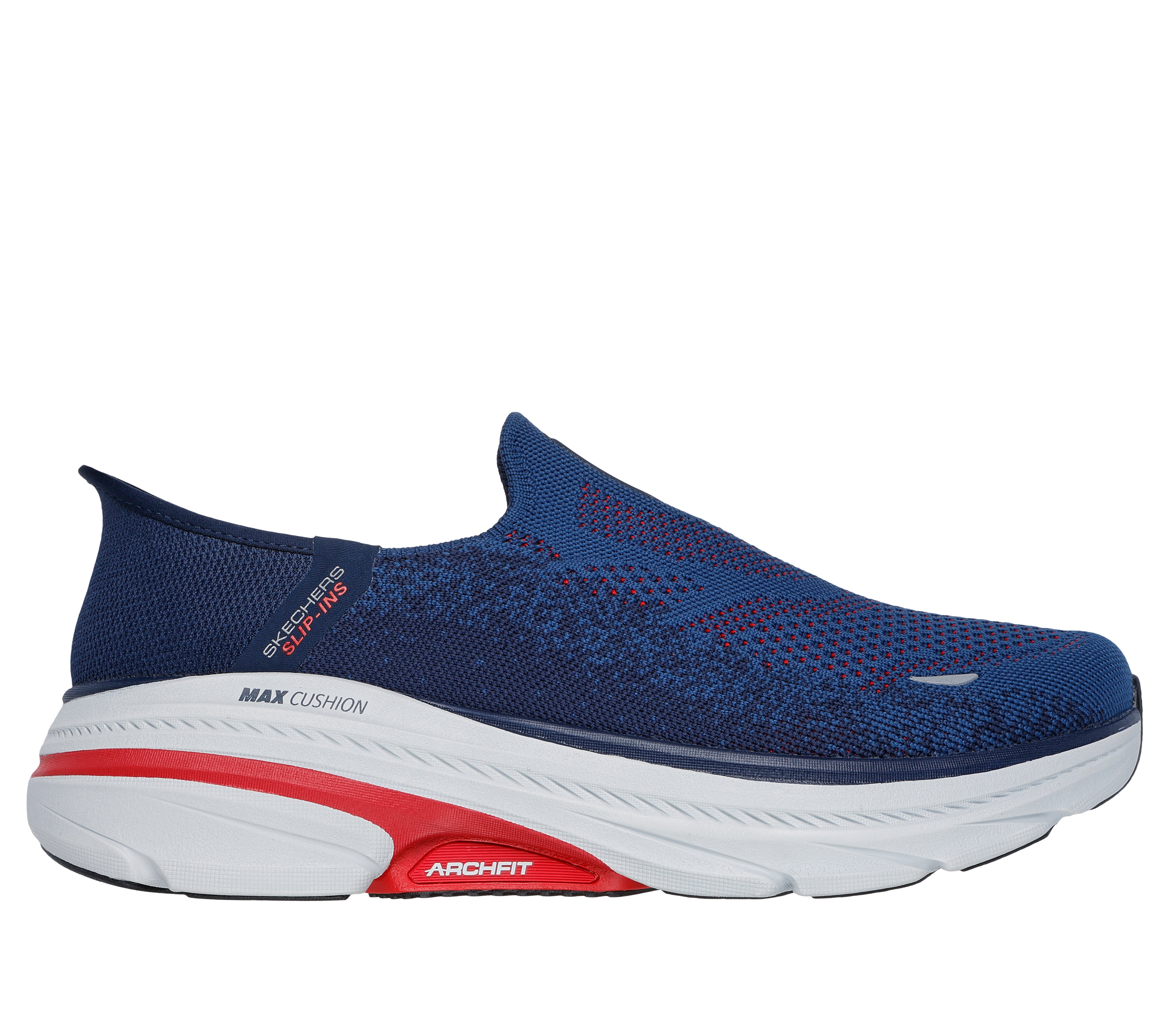 Skechers Men s Slip ins Max Cushioning Arch Fit 2.0 Sneaker Size 11.5 Navy Red Textile Synthetic Machine Washable