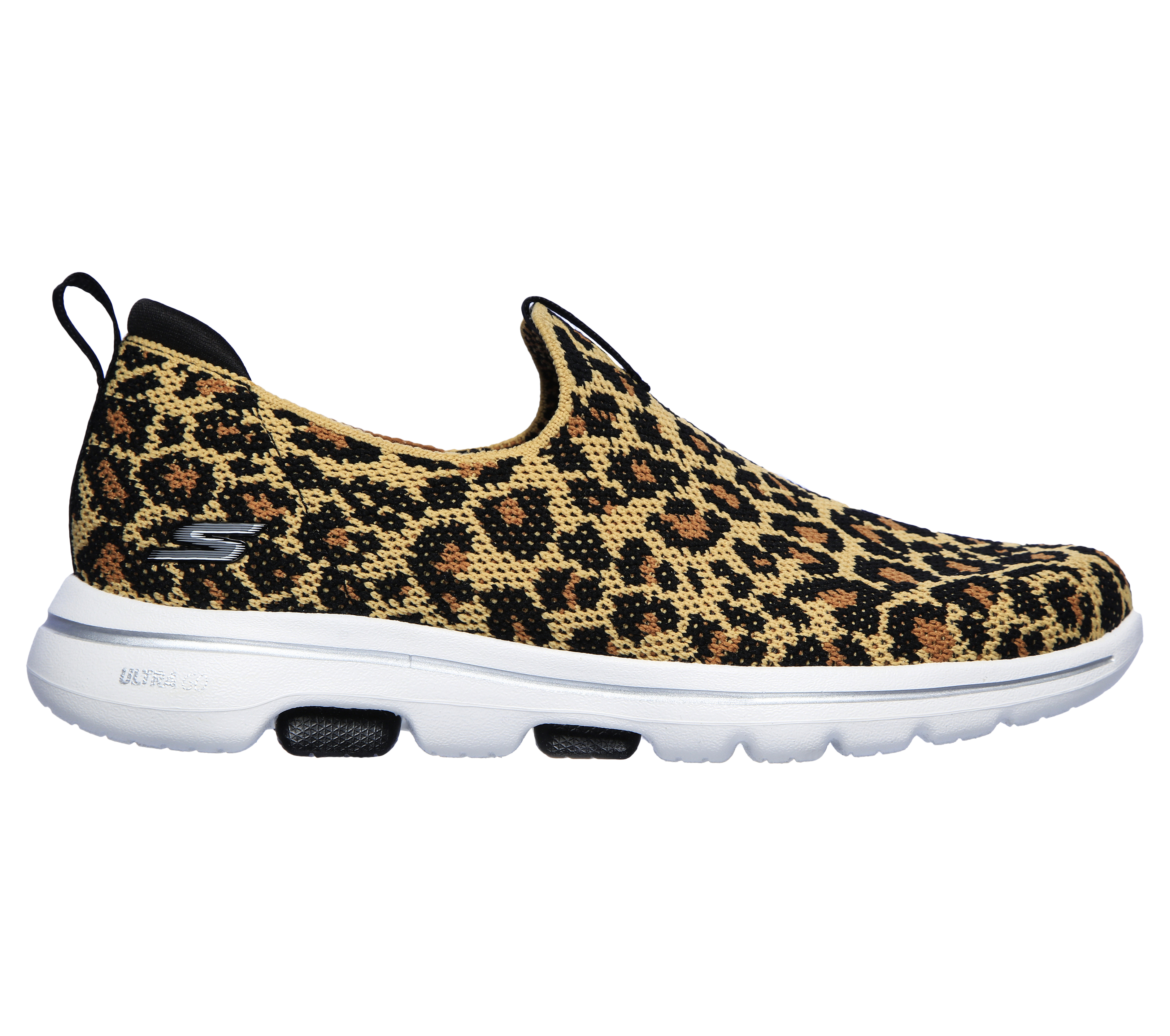 skechers go walk gray leopard print