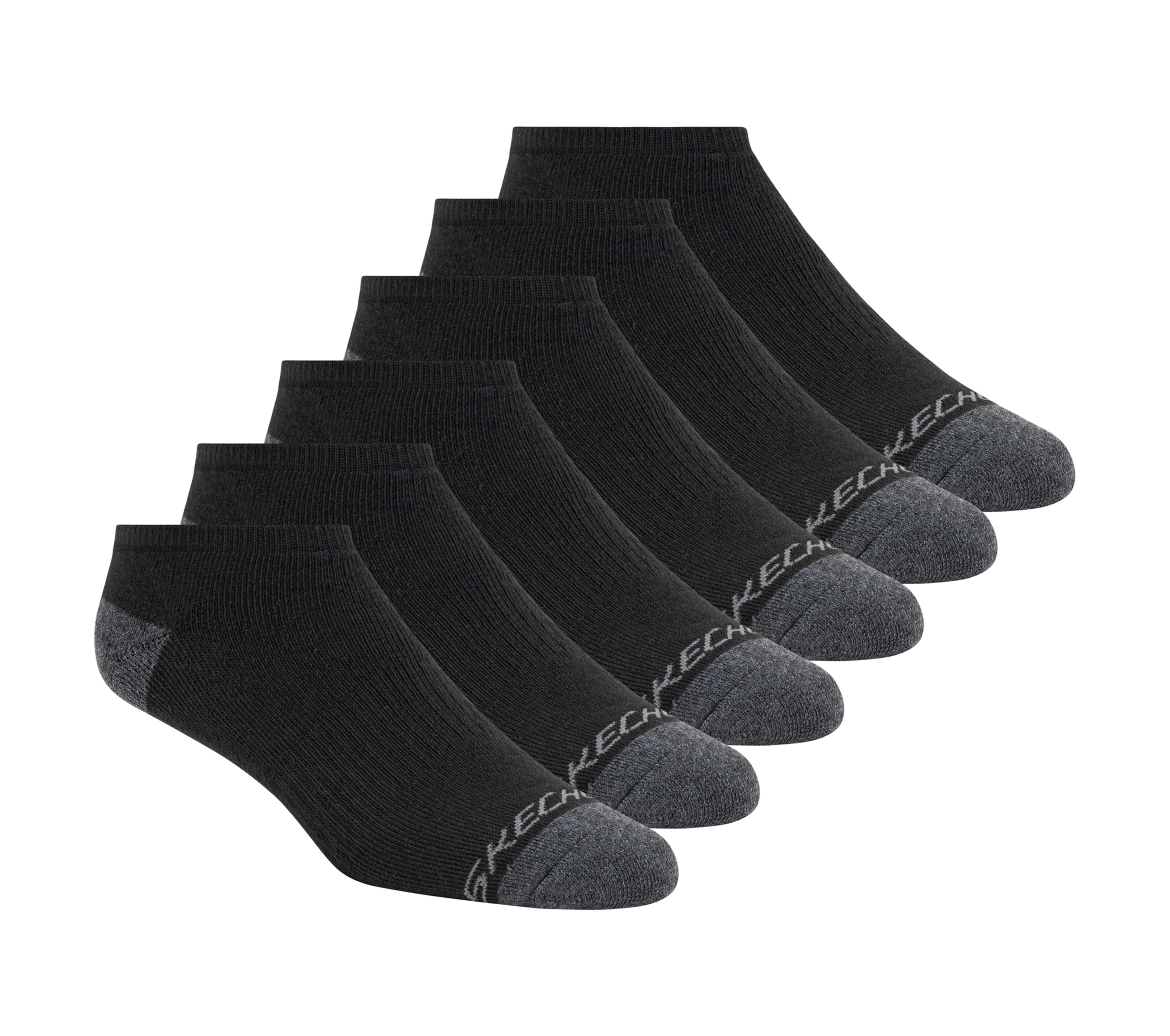 Skechers Women's 6 Pack Low Cut Walking Socks Size Medium Black Poly Blend
