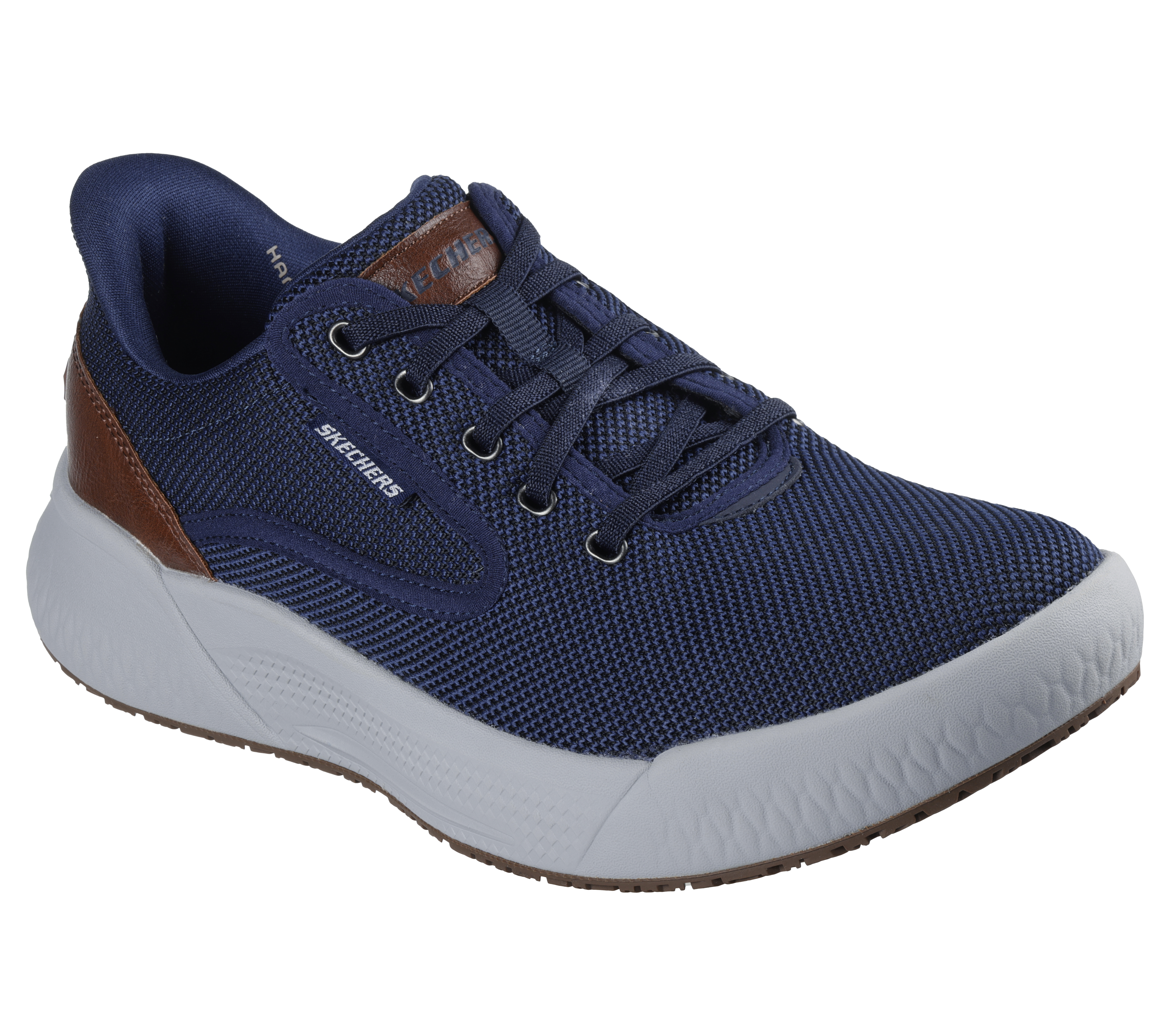 Skechers Men s Slip Ins Relaxed Fit Cyrus Shaw Sneaker Size 8.5 Extra Wide Navy Textile Synthetic Vegan Machine Washable