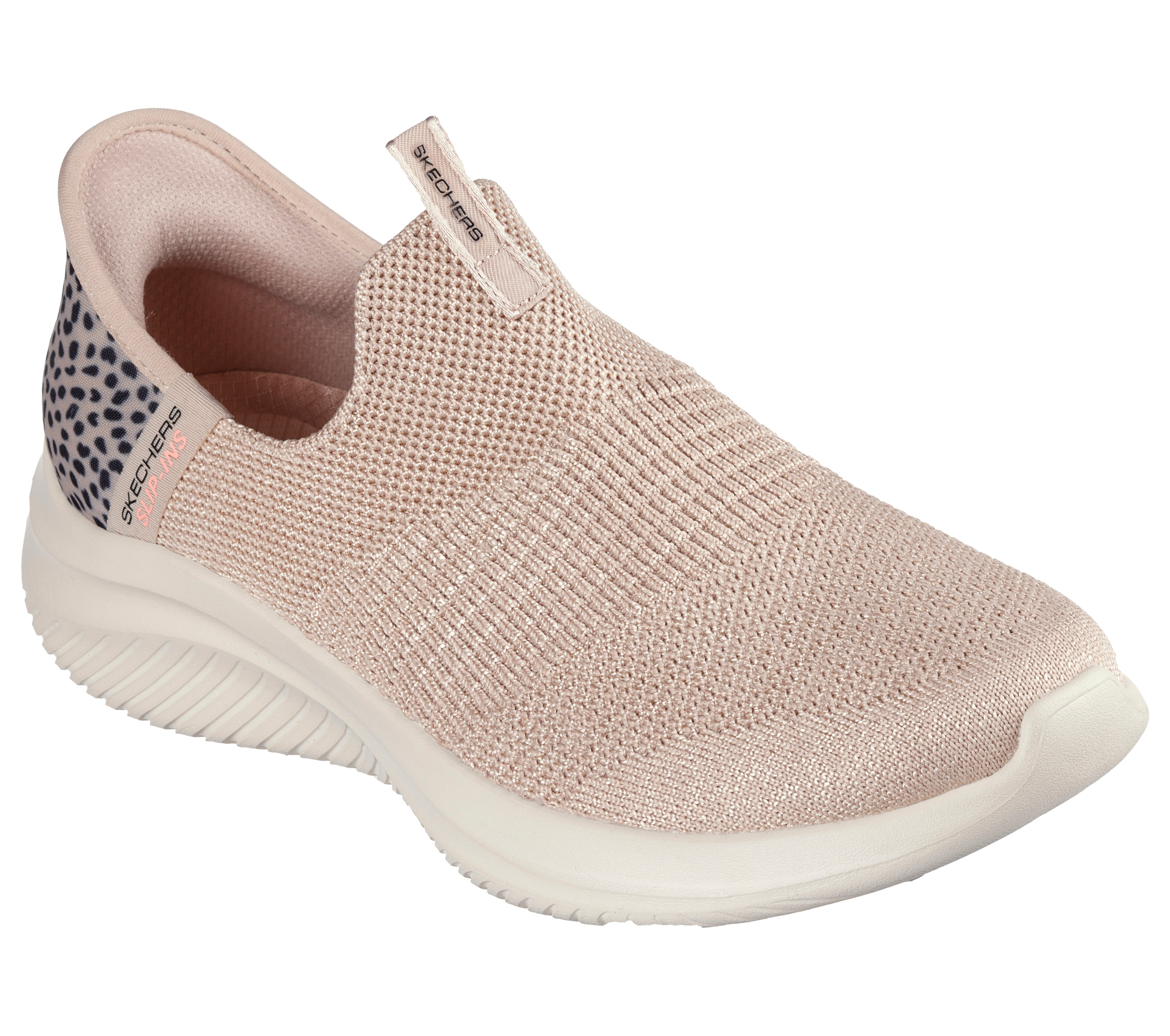 Skechers Women s Slip ins Ultra Flex 3.0 New Energy Sneaker Size 6.0 Tan Black Textile Synthetic Vegan Machine Washable